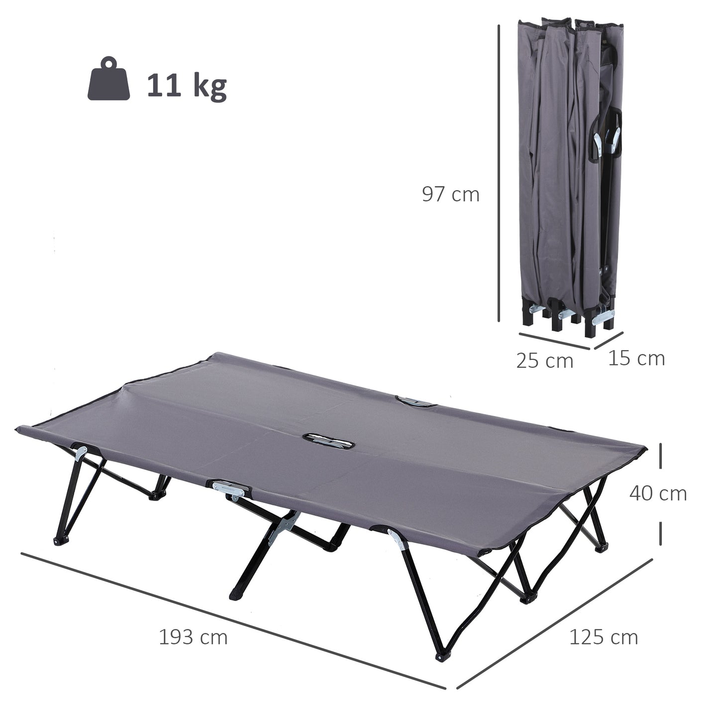 Double Camping Cot Bed, with Bag