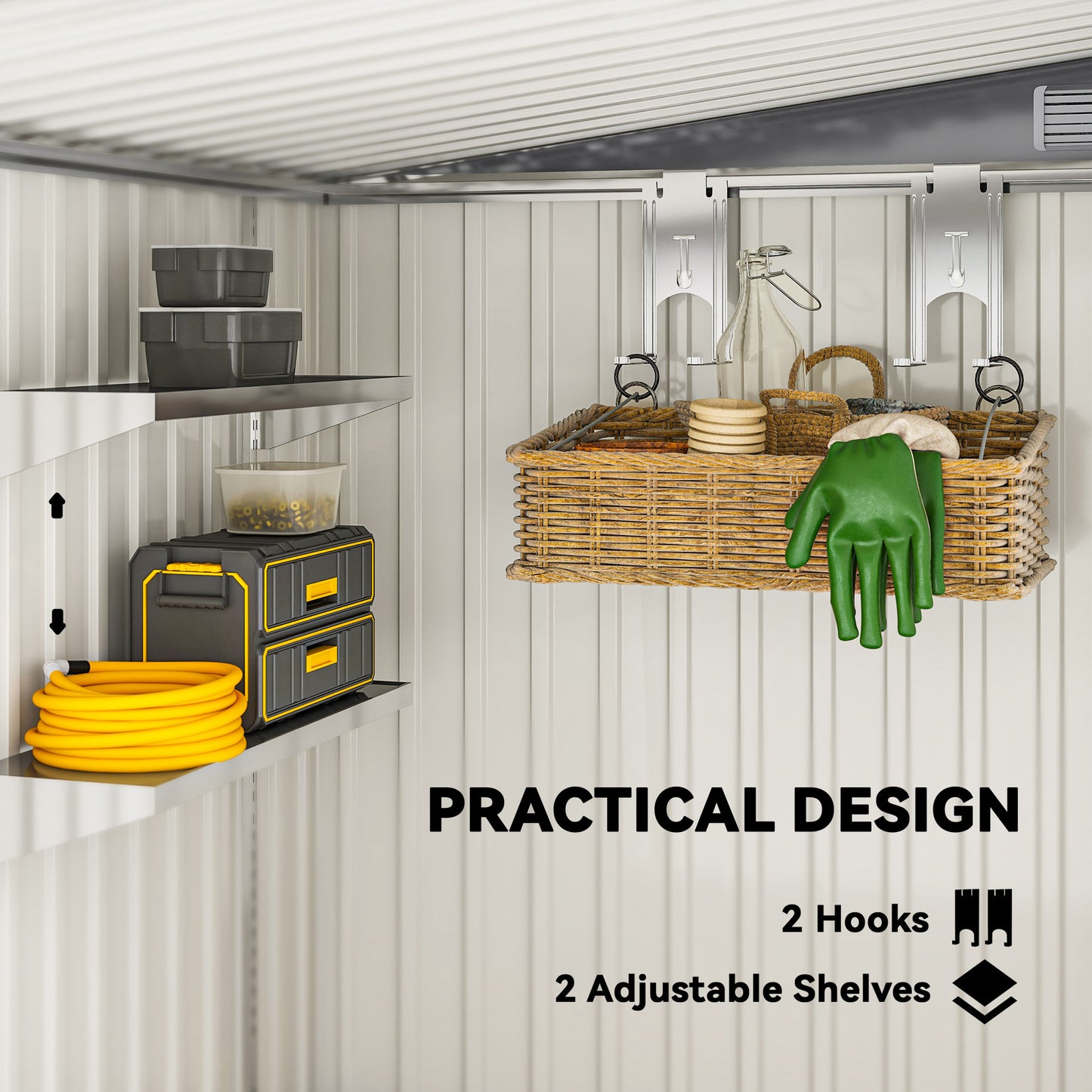 7 x 5ft Galvanised Metal Shed, with Sliding Door (1)