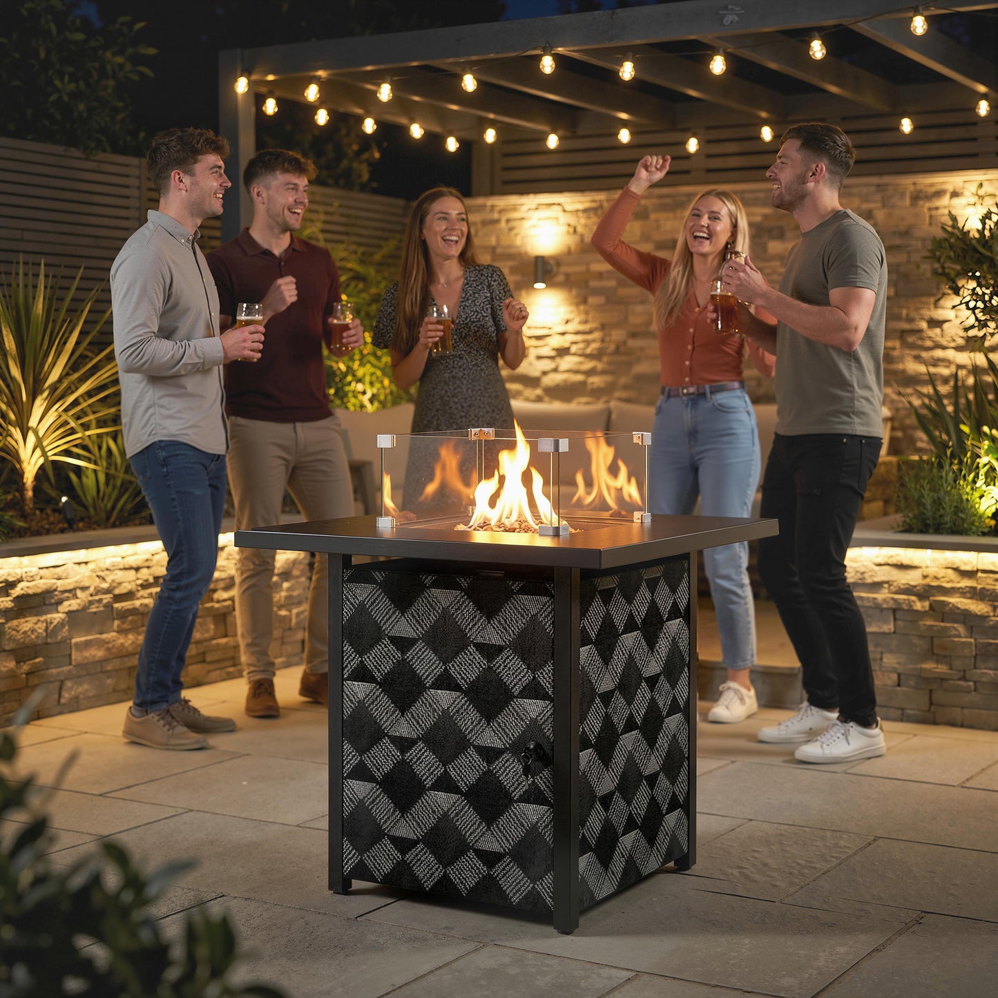 Square Propane Gas Fire Pit Table (2)
