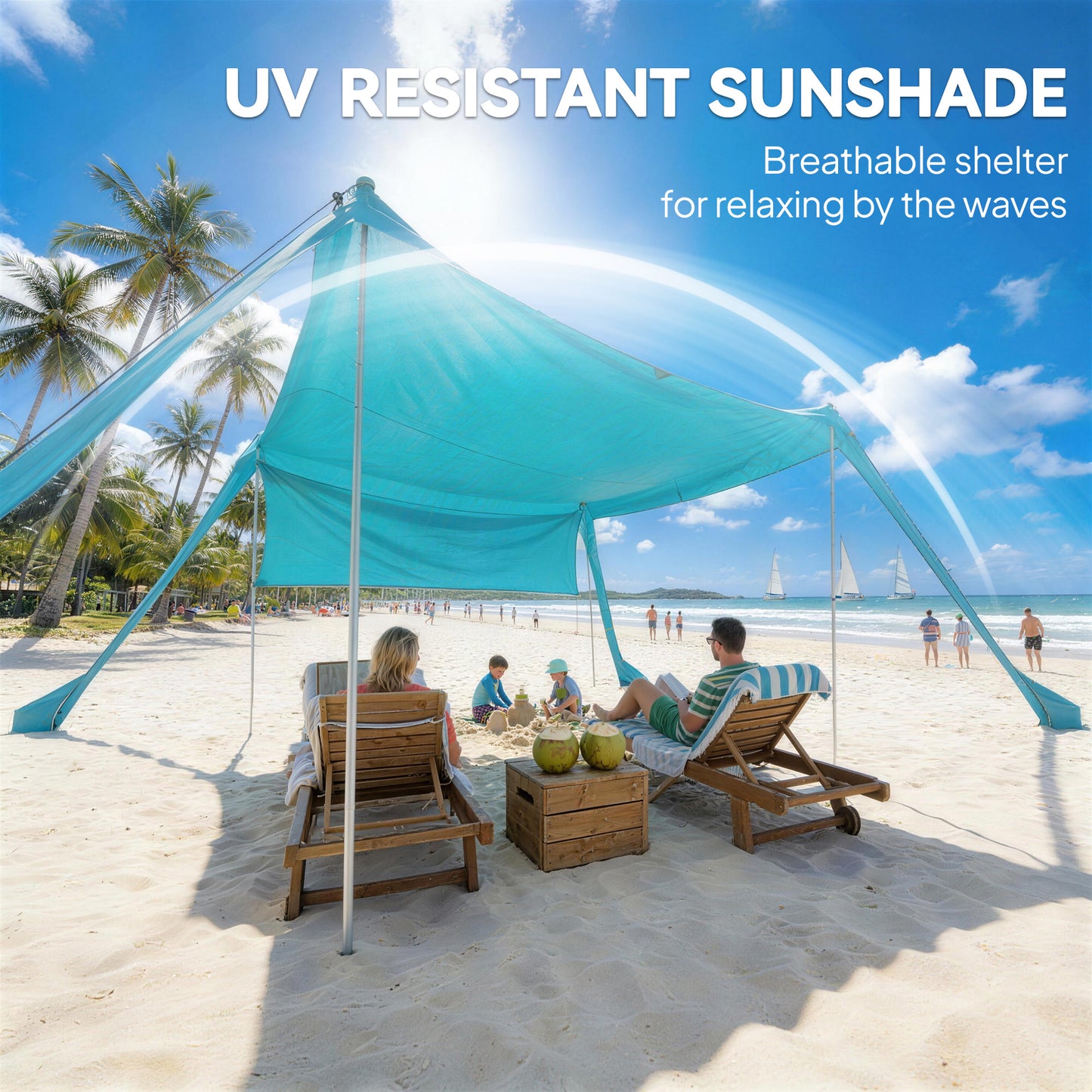 Beach Tent Event Shelter with Detachable Sidewall and Carry Bag