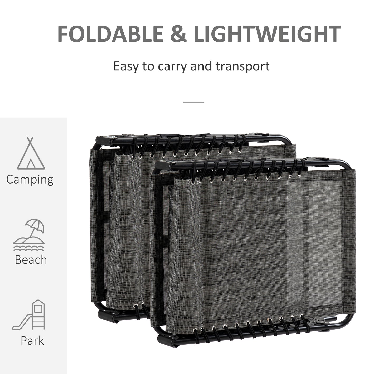 Portable Sun Lounger Set of 2, Folding Camping Bed Cot