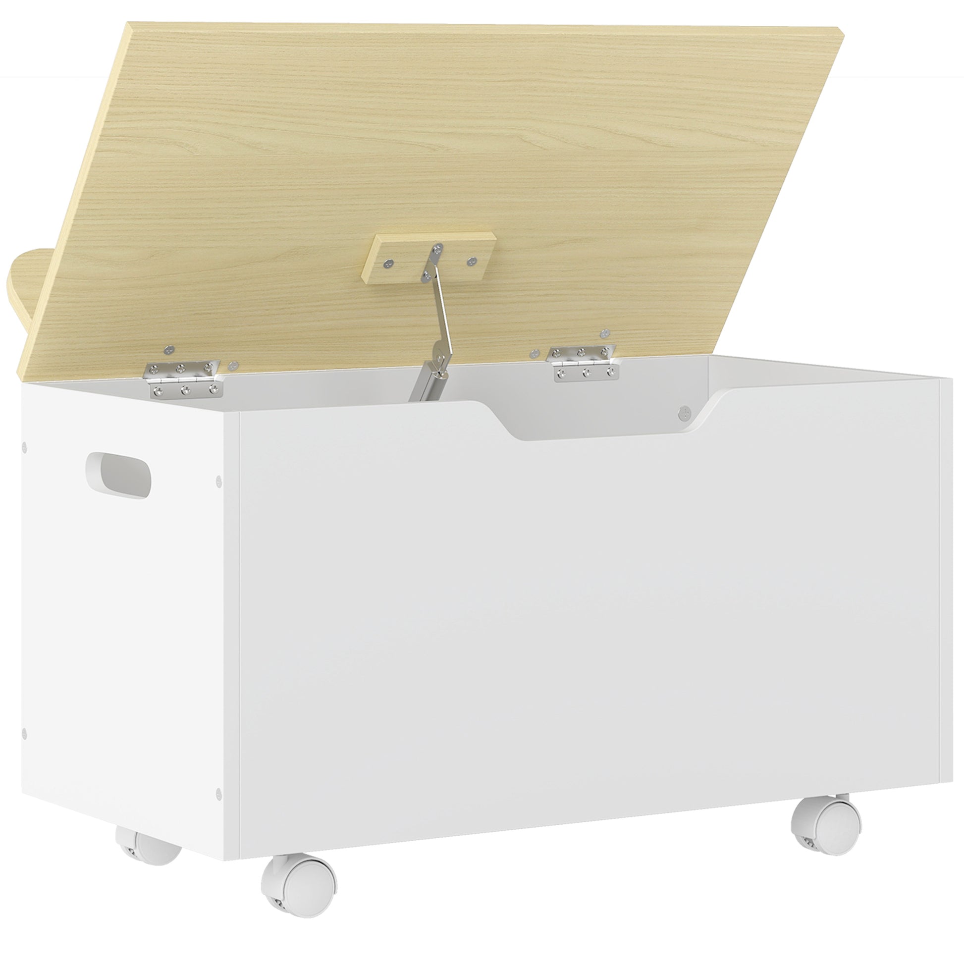 Toy Box with Lid, Toy Chest with Wheels and Safety Hinges