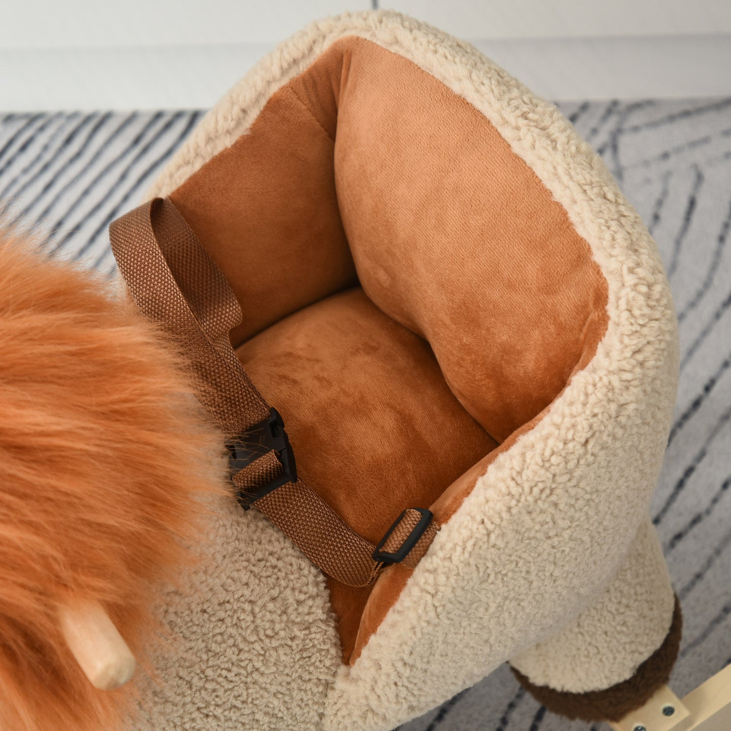 Kids Lion-themed Rocking Horse, with Roaring Sound Button, Seatbelt