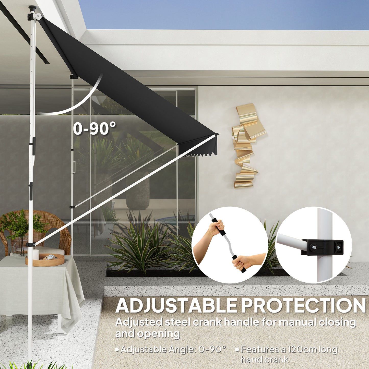 3x1.5m  Adjustable Outdoor Aluminium Frame Awning