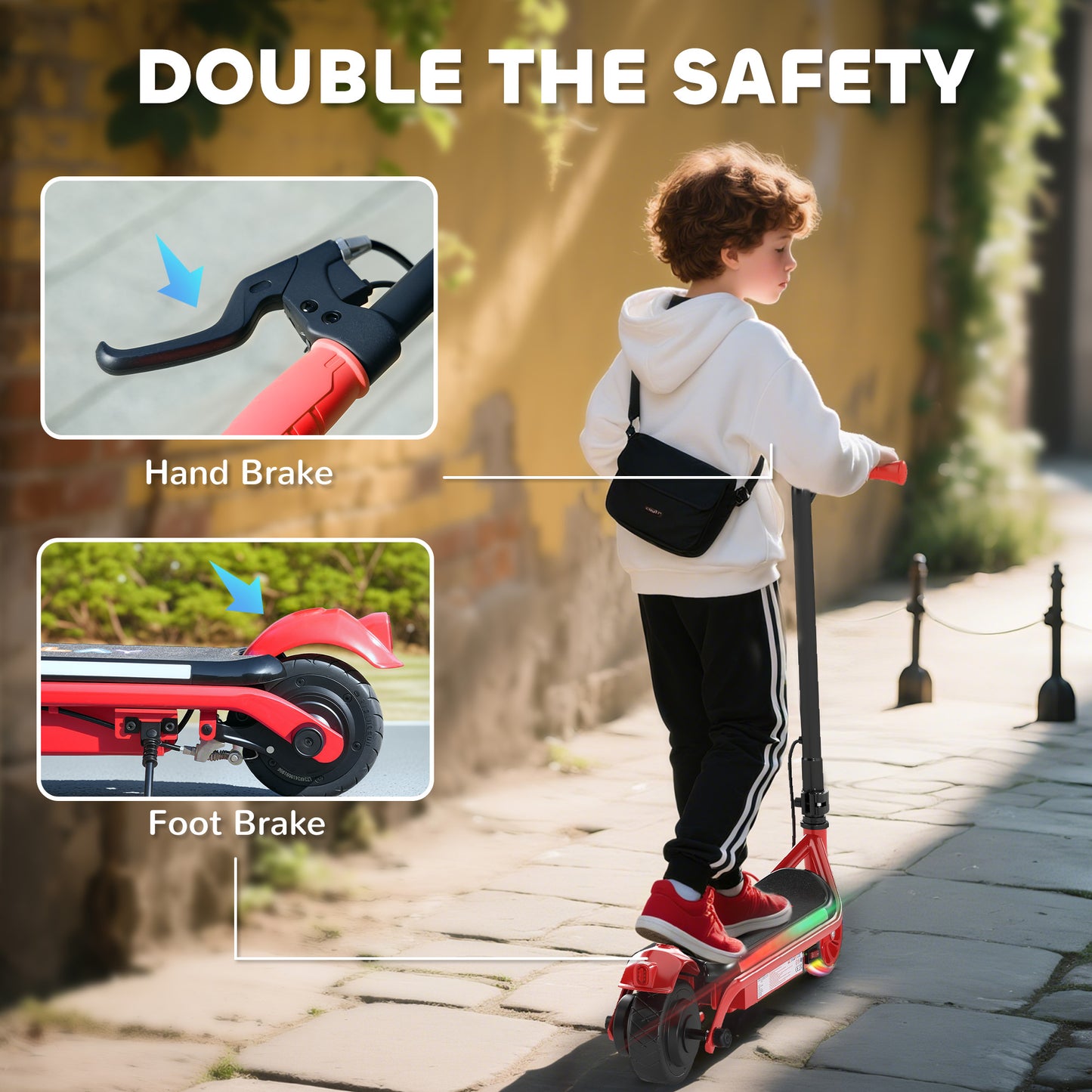 Electric Scooter for Kids Aged 6-14 Years, with Colourful Lights