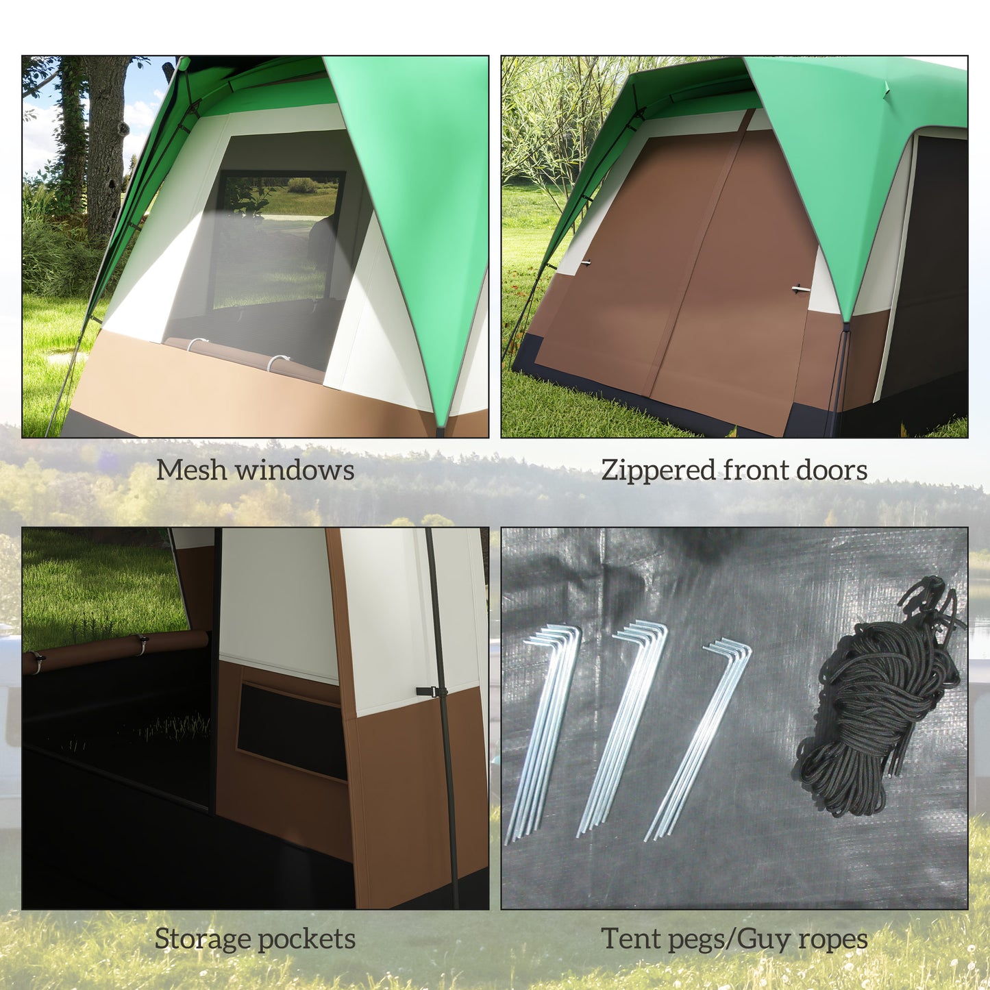 Six-Man Camping Tent, with Small Rainfly and Accessories