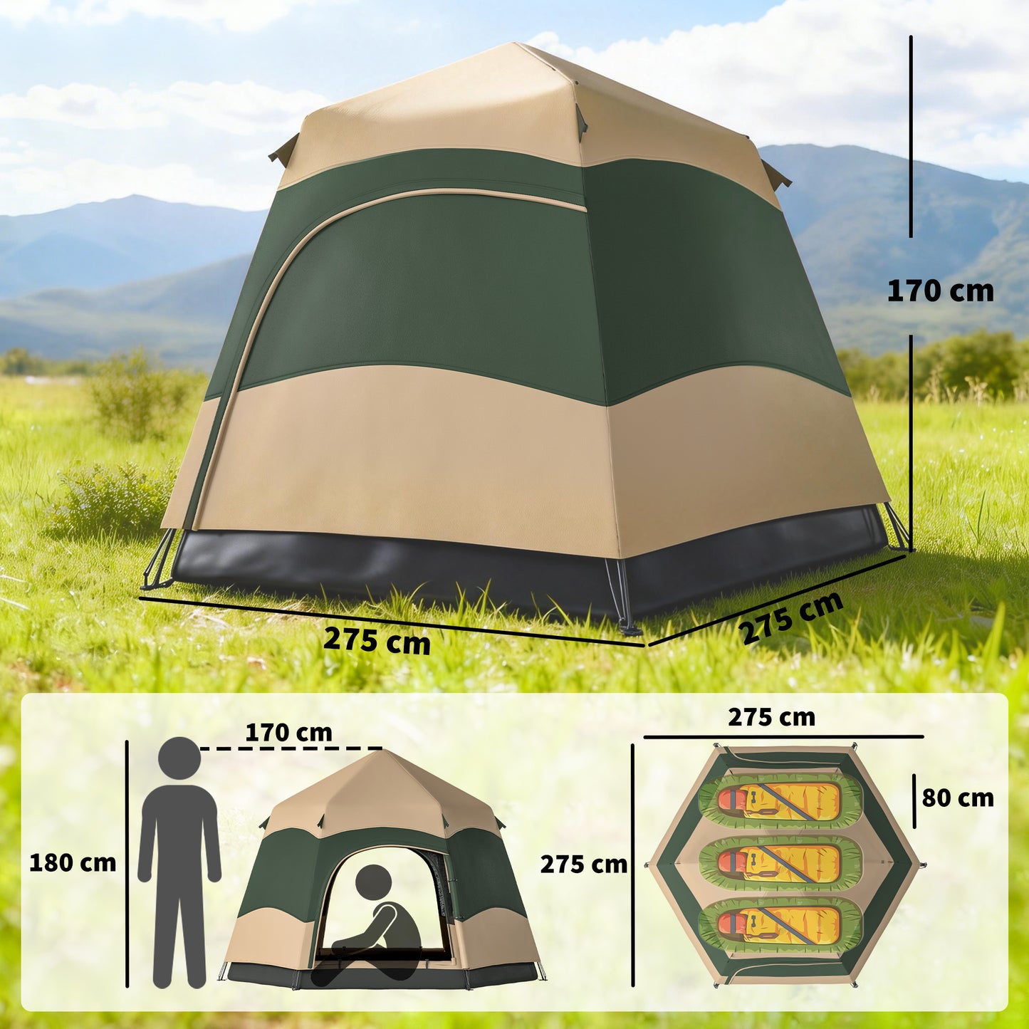 Double Layer Instant Pop Up Tent with Rainfly