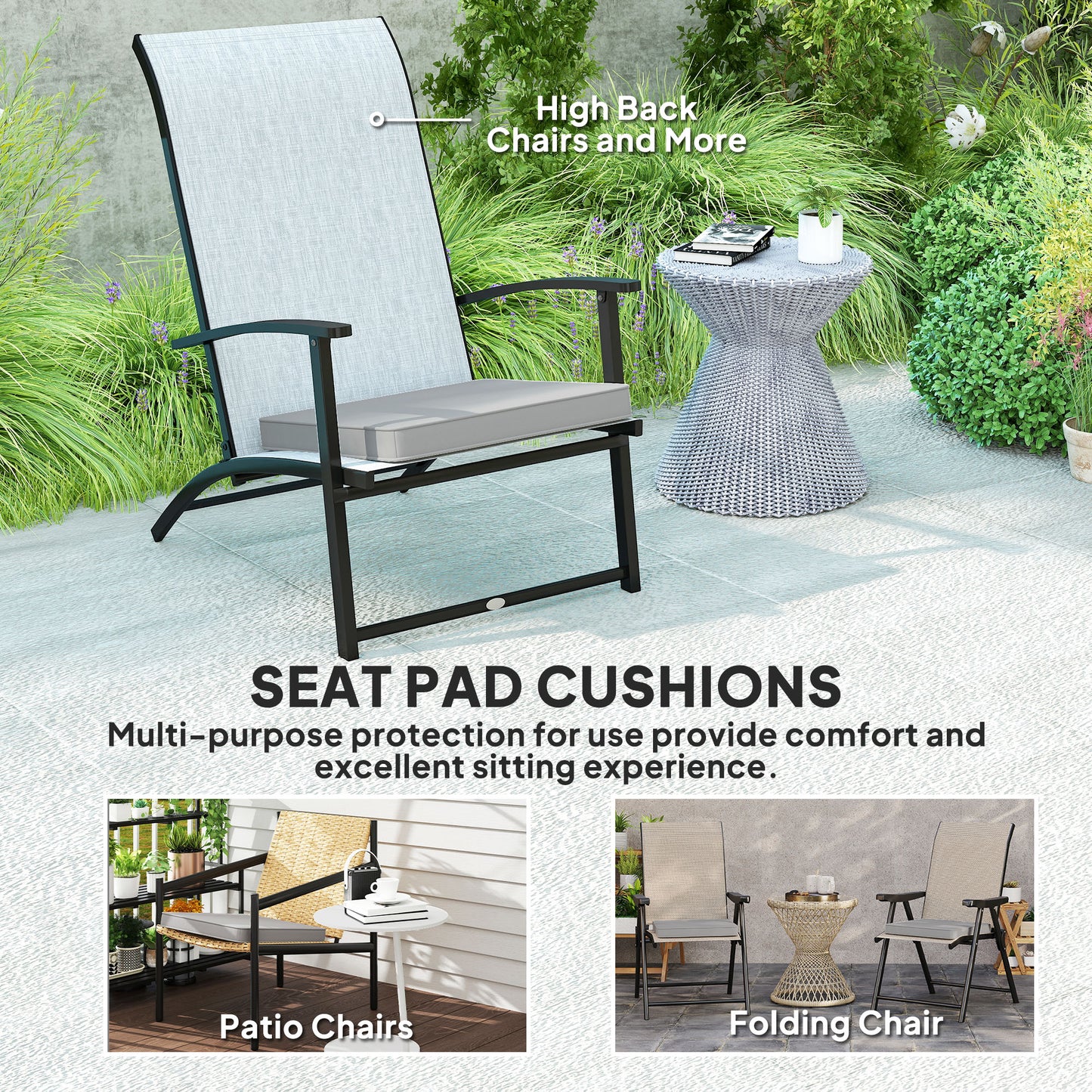 Set of Two 45 x 45cm Garden Seat Cushions