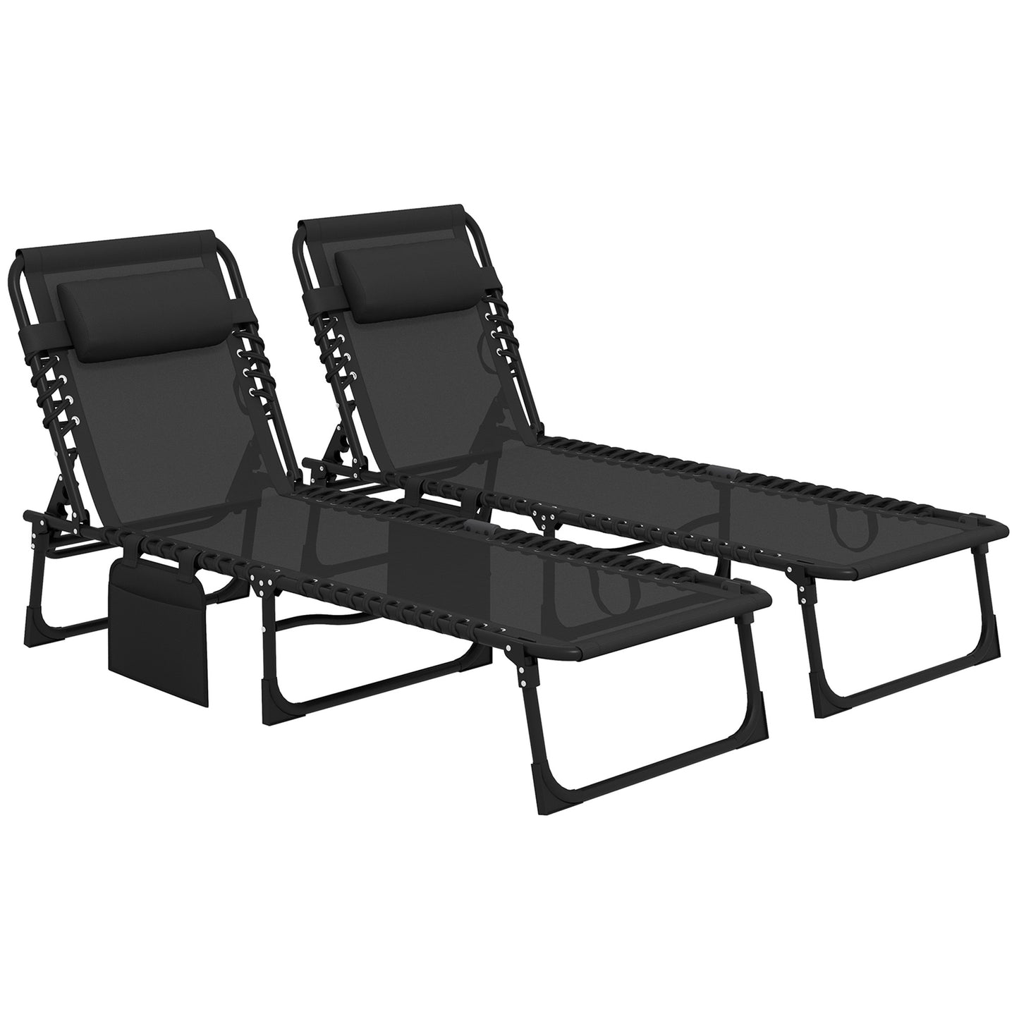 Portable Sun Lounger Set of 2, Folding Camping Bed Cot