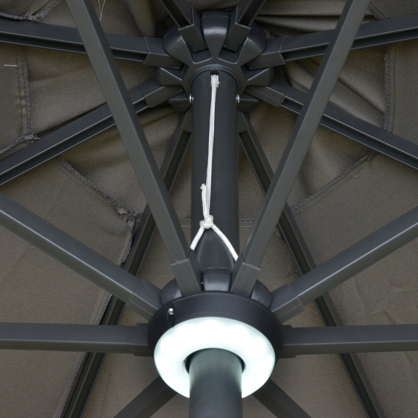 2.7m Garden Parasol Sun Umbrella w/ LED Solar Light Angled Canopy