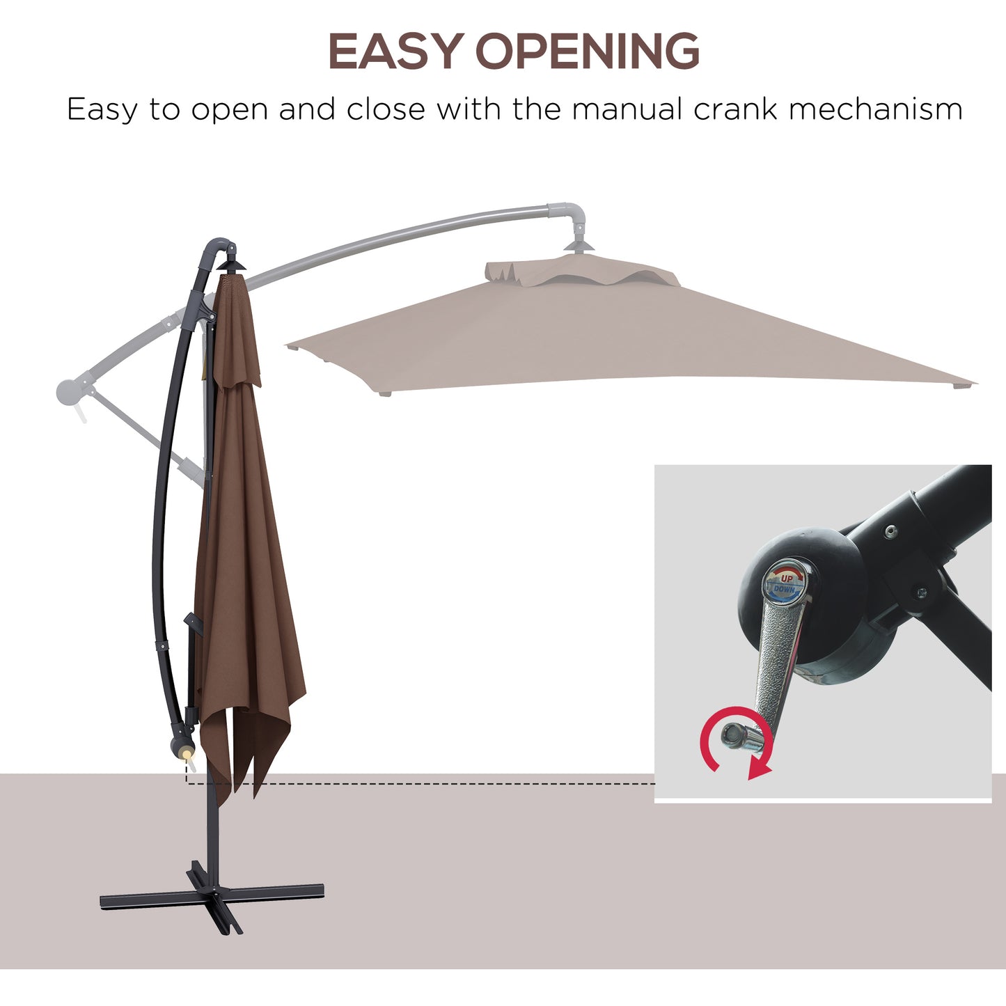 3m Square Canopy Cantilever Parasol, with Cross Base