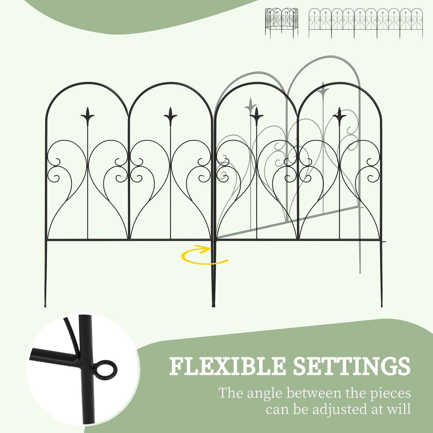 Set of Five Decorative Heart Metal Fence Panels