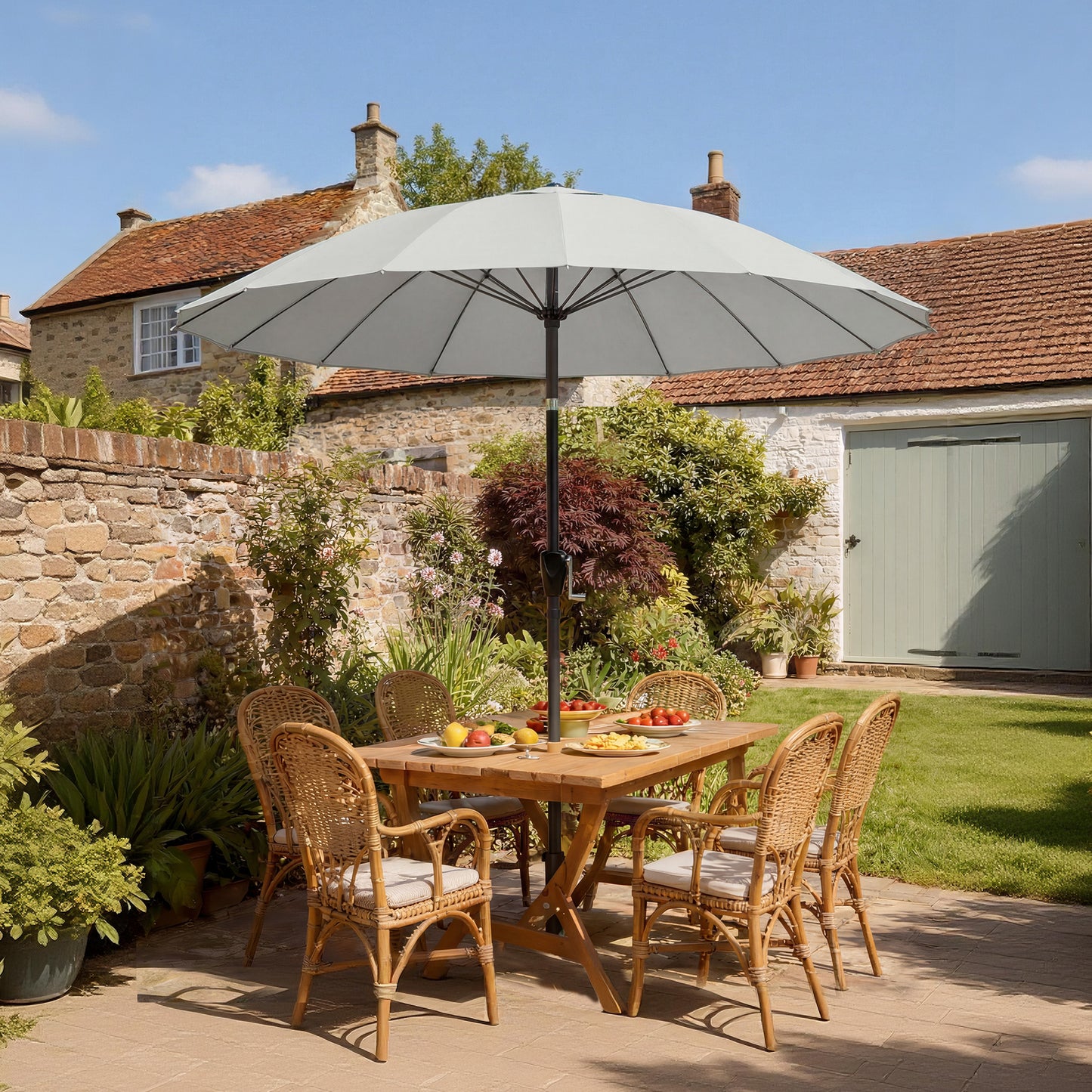 2 m Shanghai Garden Parasol Umbrella with 16 Fibreglass Ribs