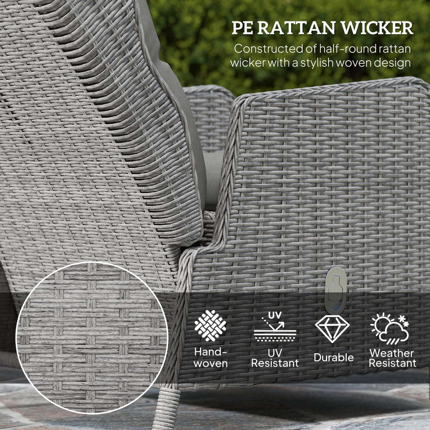 5 Pieces Rattan Bistro Set with Adjustable Back