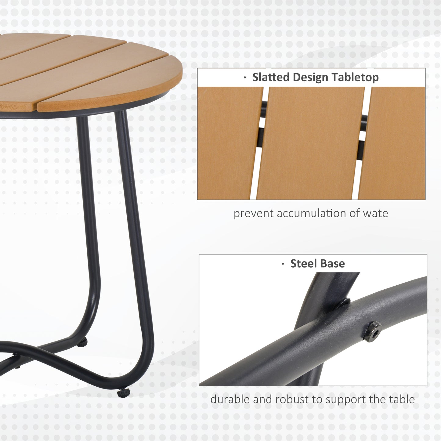 Round Outdoor Side Table Adjustable Leg Pads Garden Table 49 x 49 x