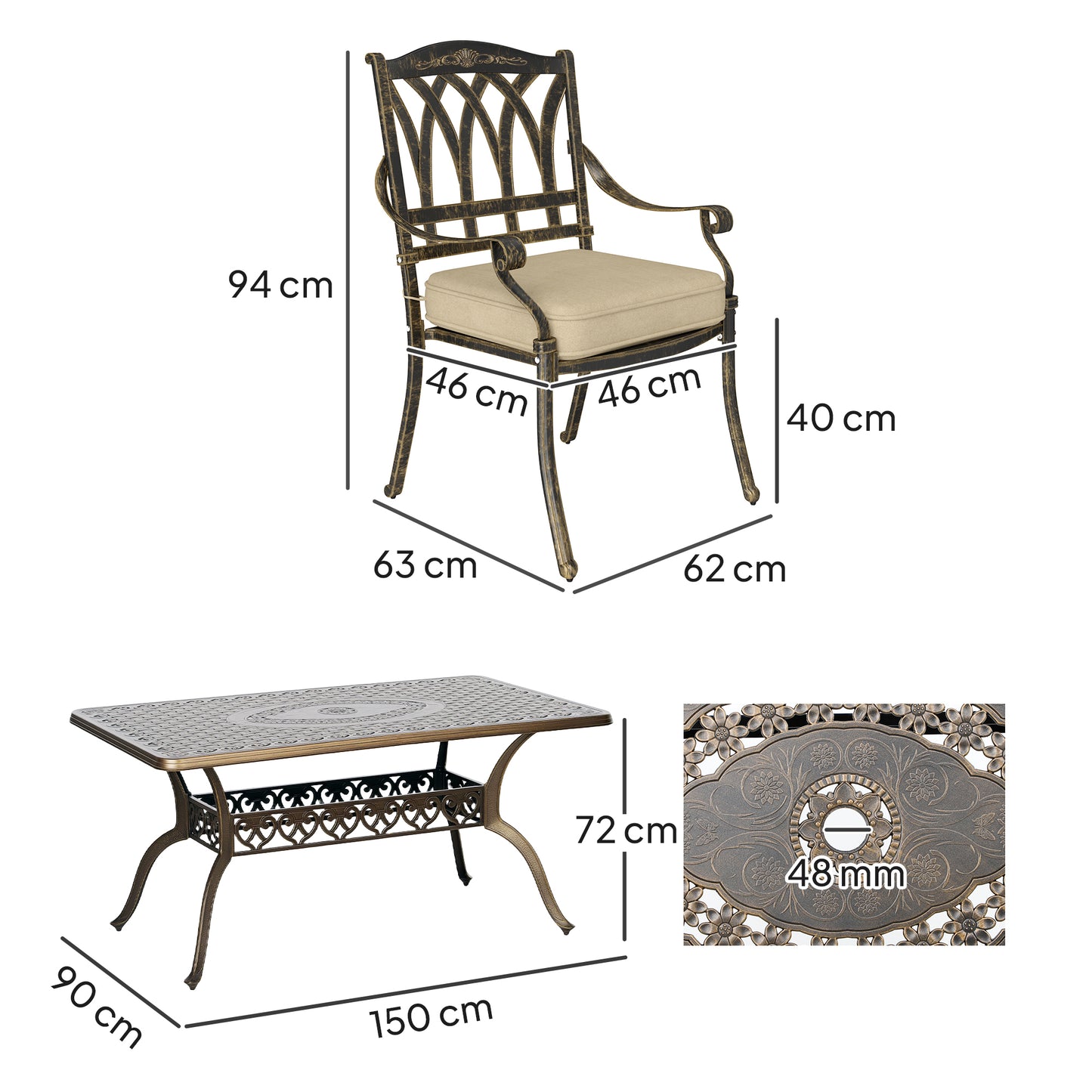 Seven-Piece Cast Aluminium Garden Dining Set
