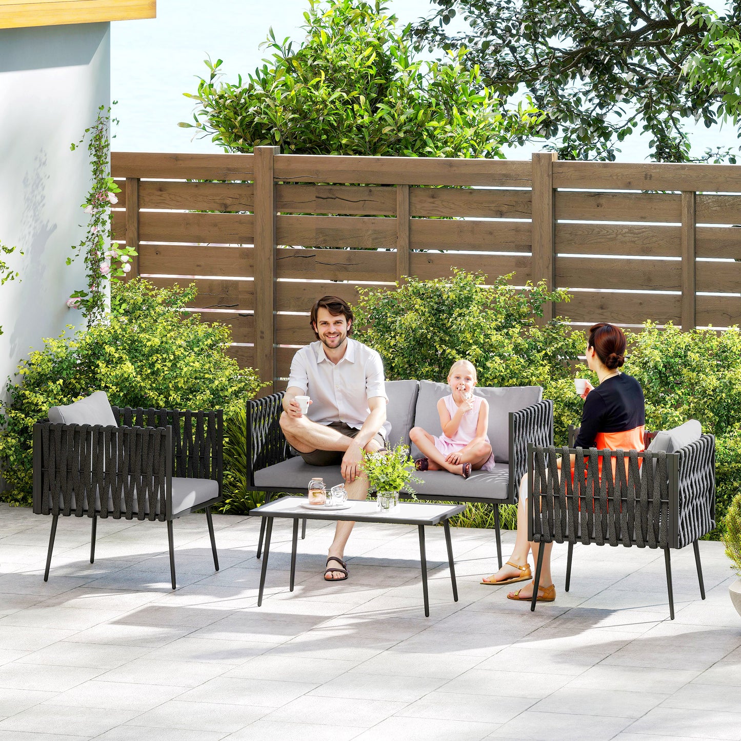 4-Piece Garden Furniture Set with Cushions