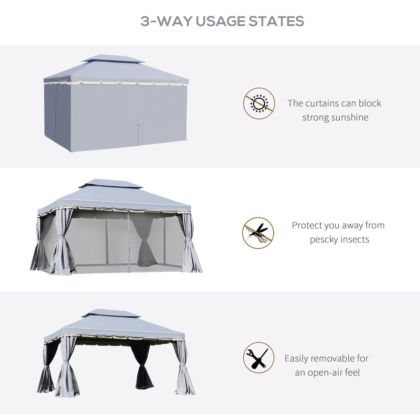 3 x 4m Aluminium Garden Gazebo