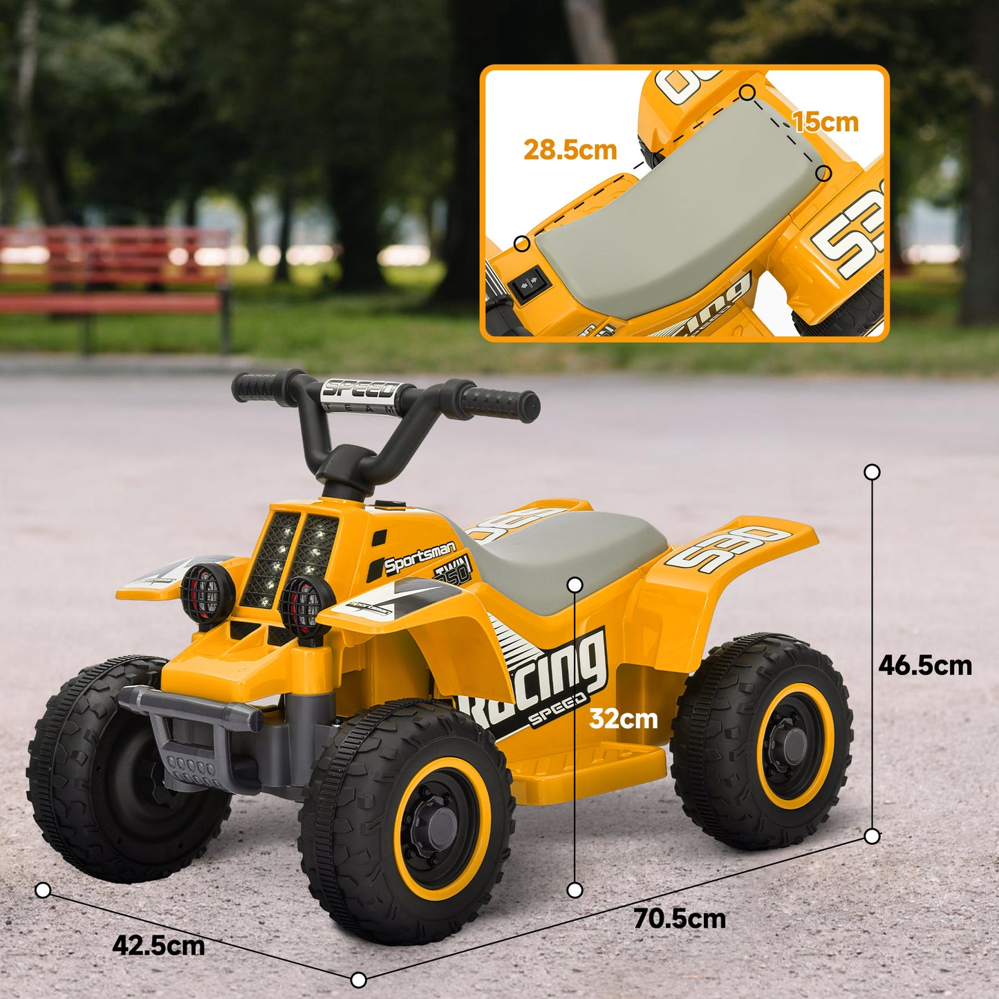 6V Electric Quad Bike for Kids, Ride On ATV w/ Forward/Reverse