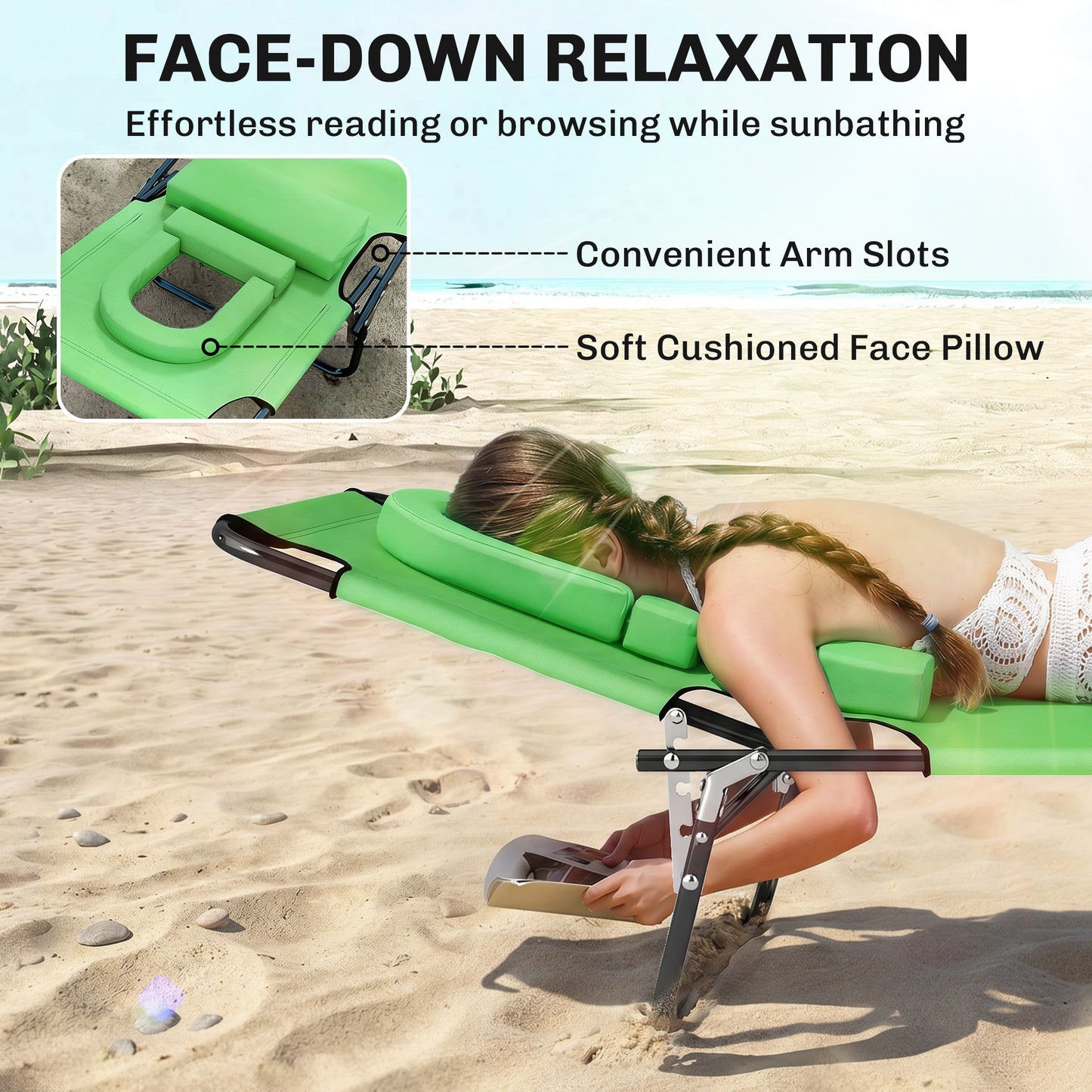 Folding Sun Lounger with Face Hole