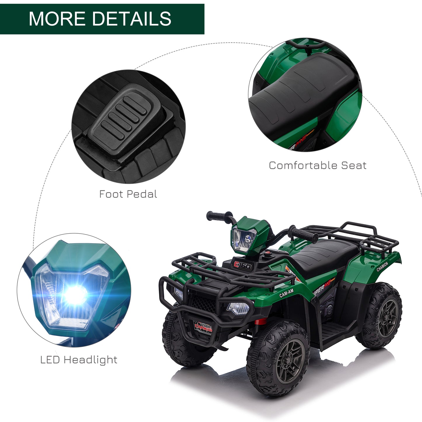 12V Kids Quad Bike with Forward, Reverse Functions