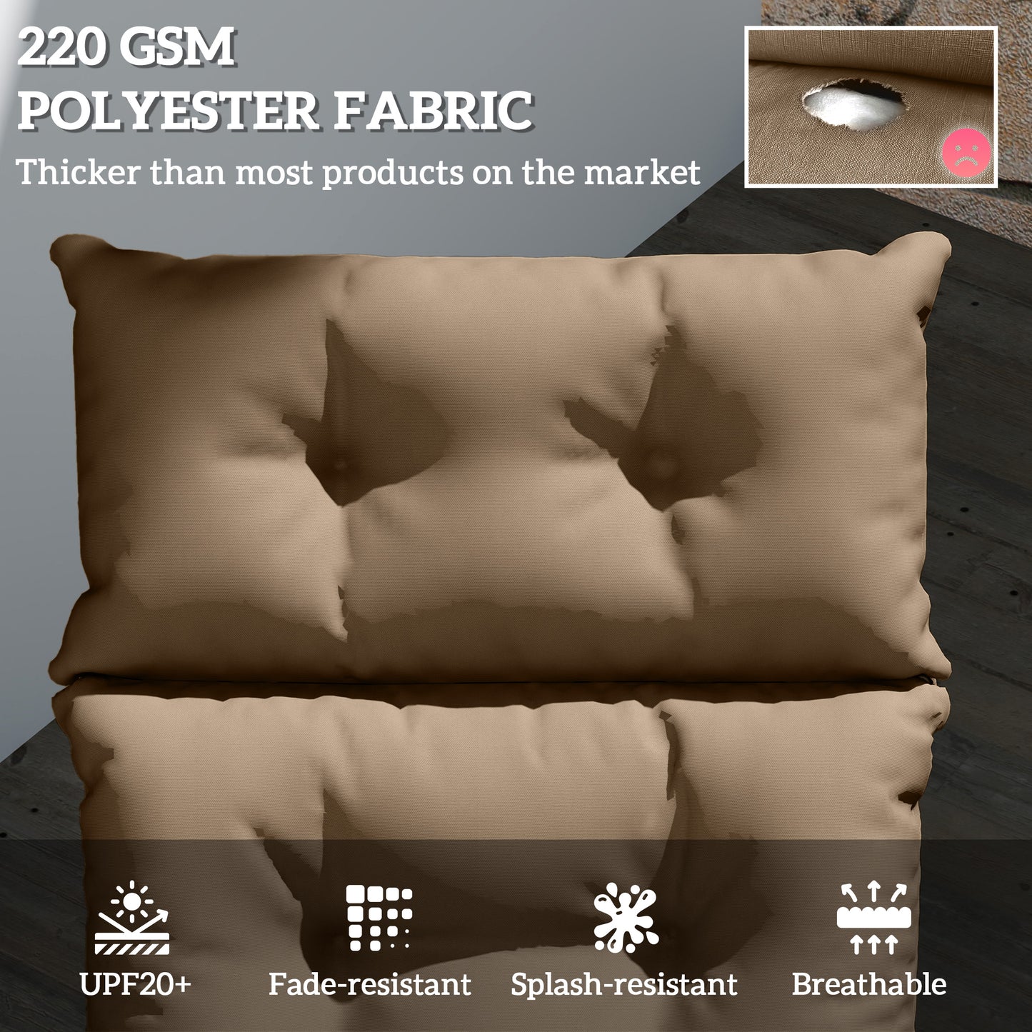 Sun Lounger Cushion Only, 190 x 56 x 10 cm Garden Lounge Chair