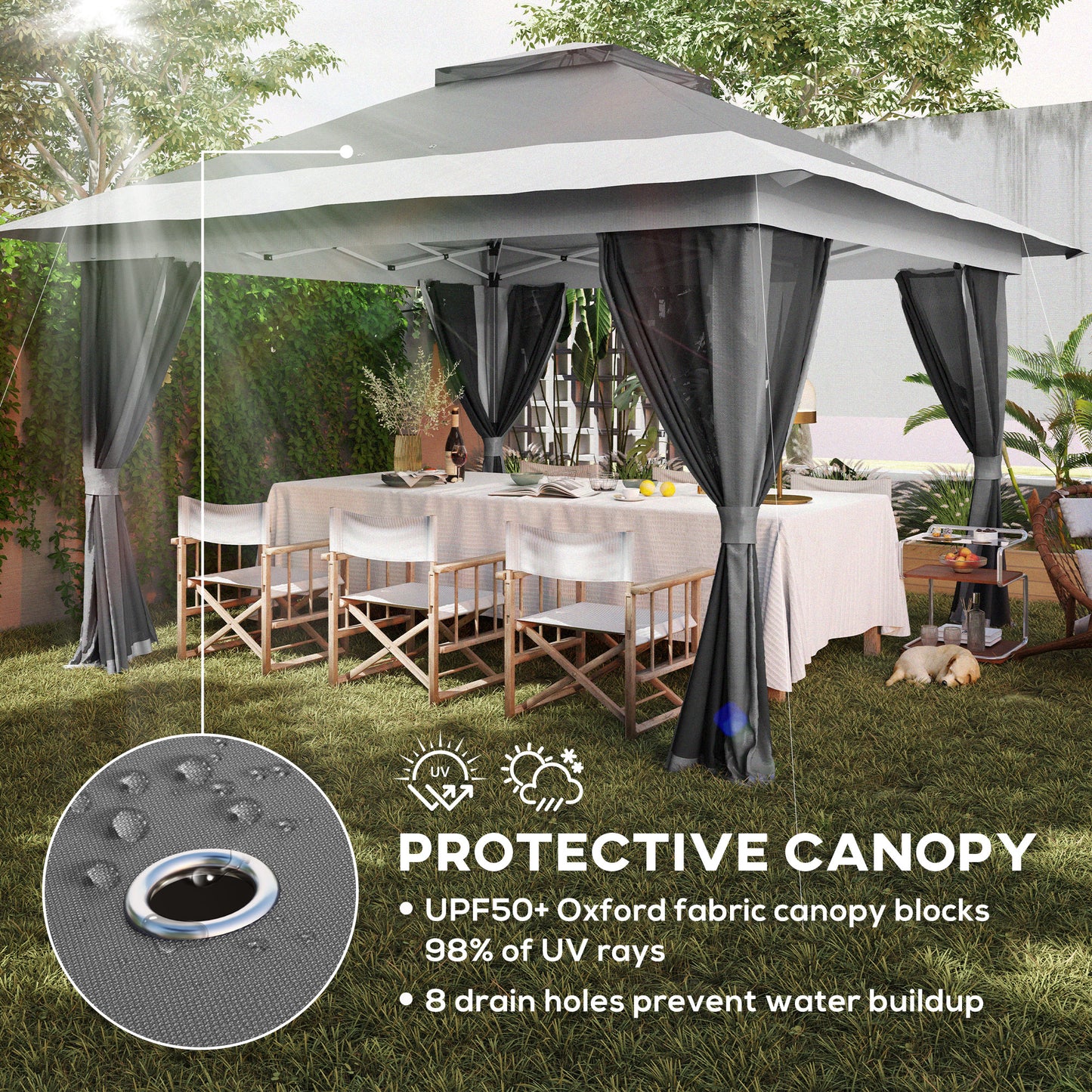 3.6 x 3.6m Pop-Up Gazebo, with Accessories