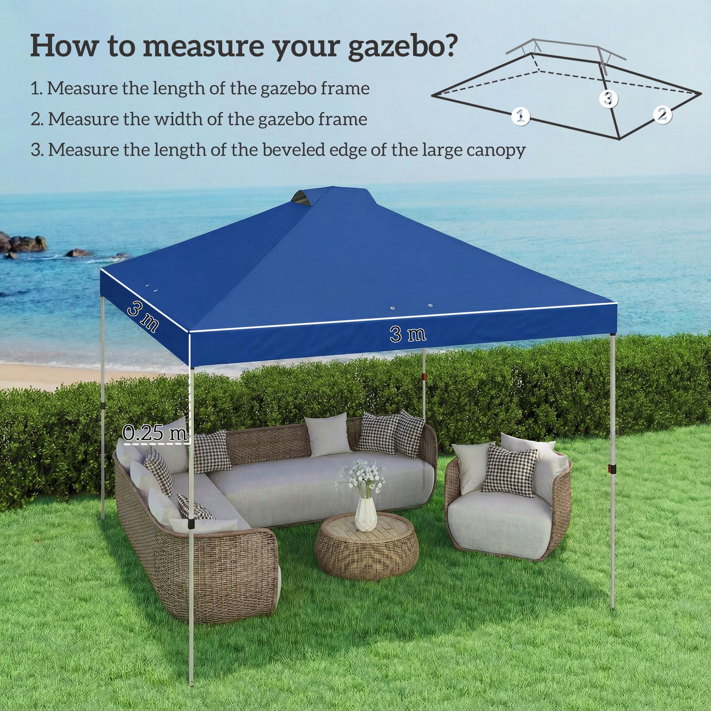 Gazebo Roof Replacement UV50+ Waterproof Pop Up Canopy Cover