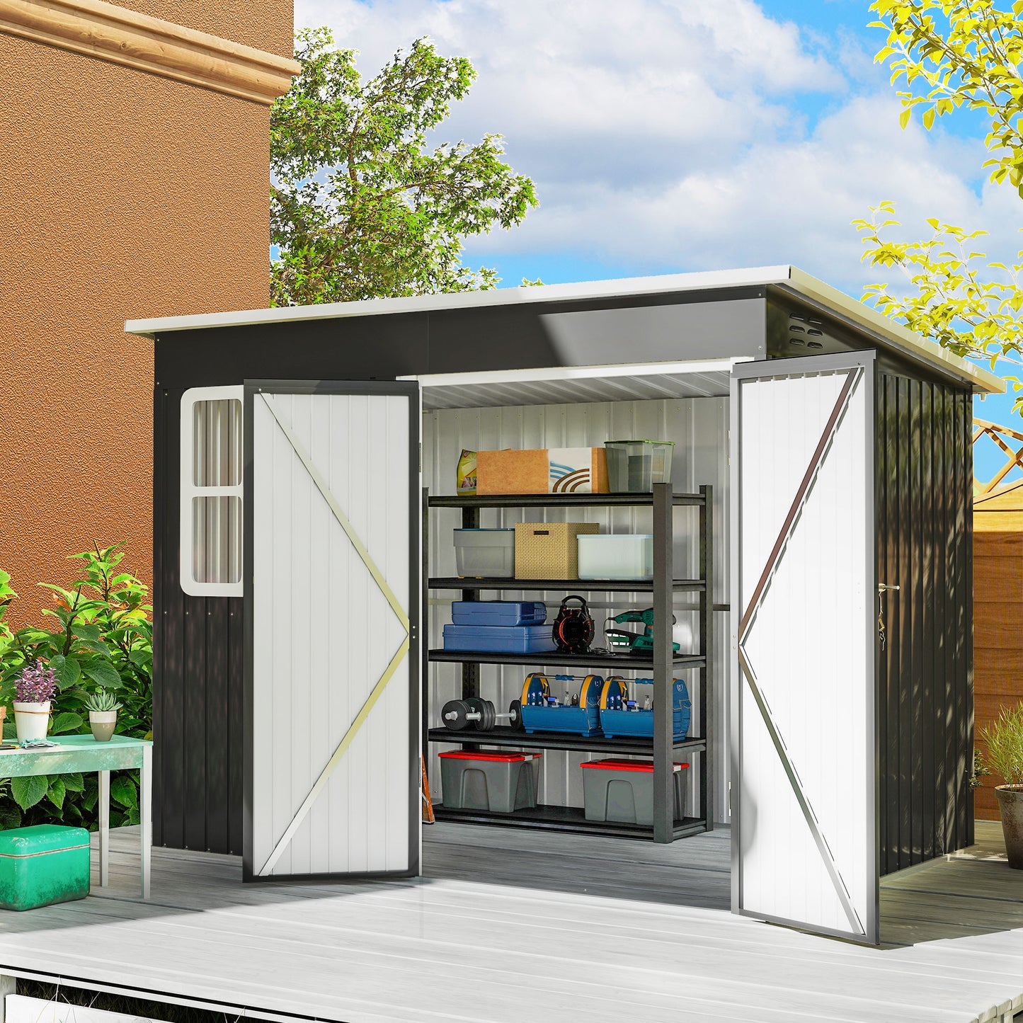 8.5 x 6ft Storage Shed Galvanised Steel Garden Shed