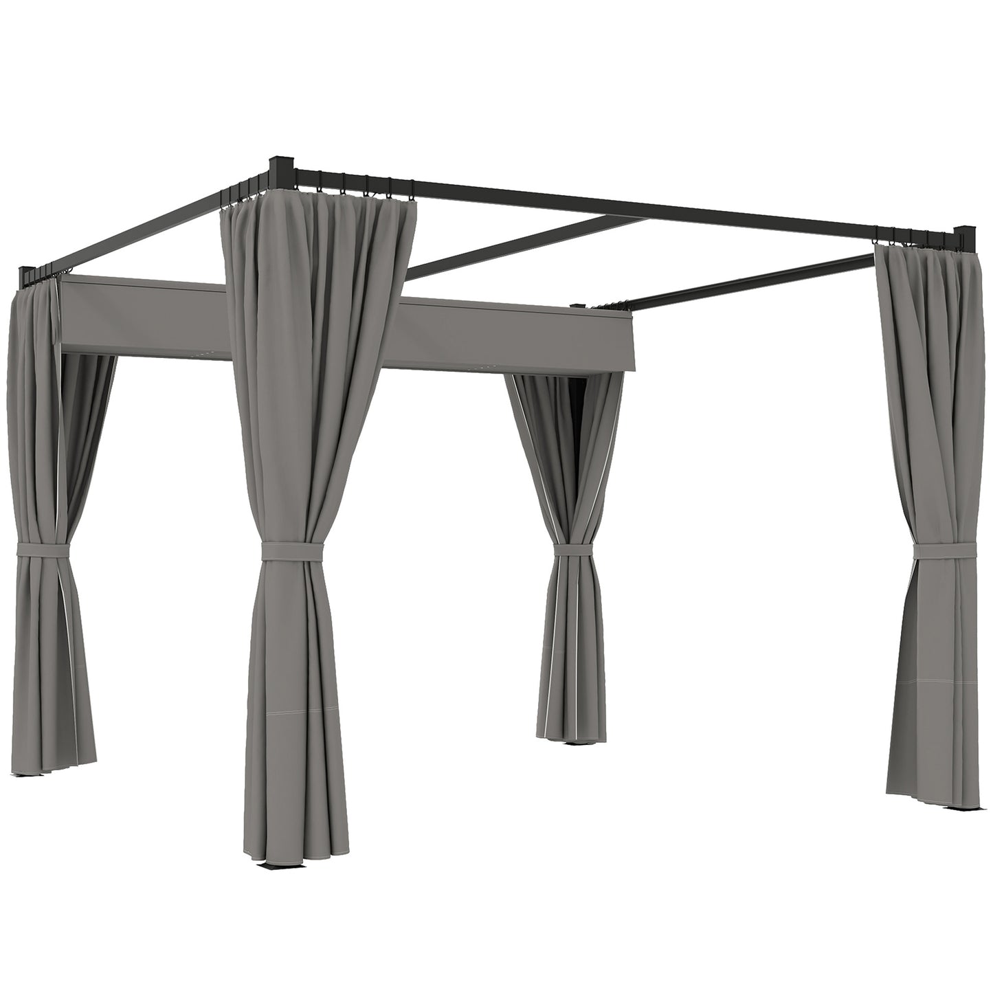 3 x 3m Moving Canopy Metal Pergola, with Curtains