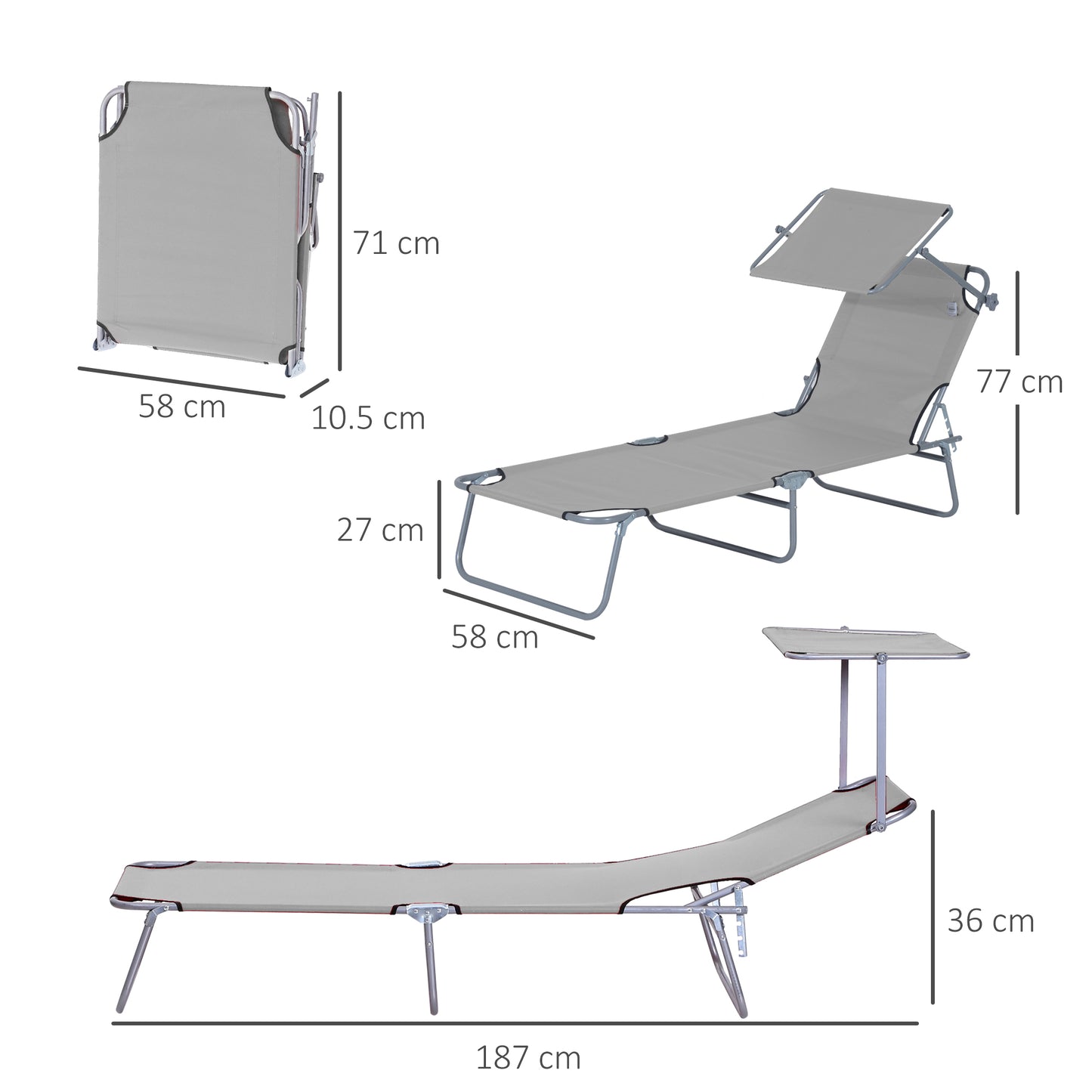 2 Pieces Outdoor Foldable Sun Lounger