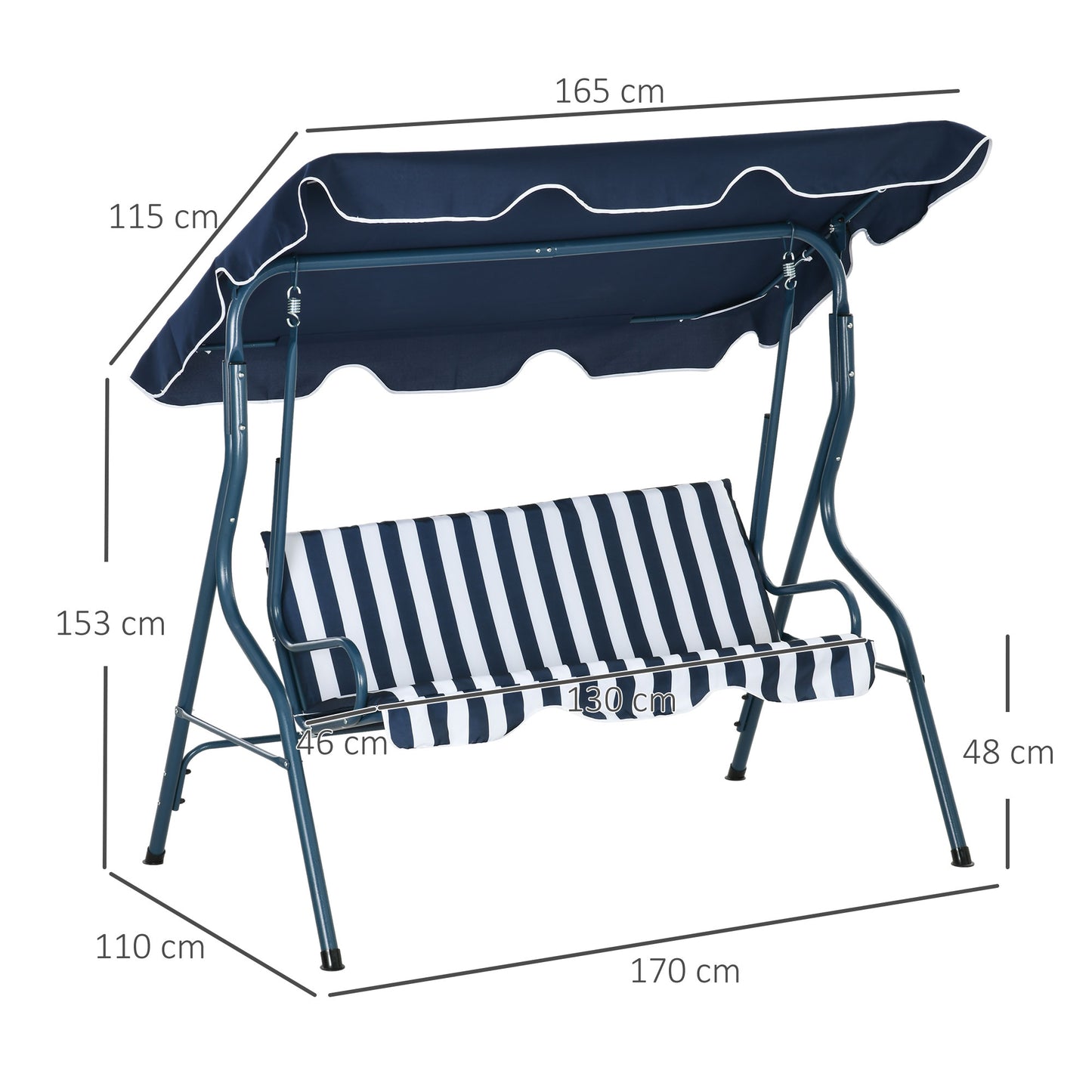 3 Seater Garden Swing Seat Chair Outdoor Bench