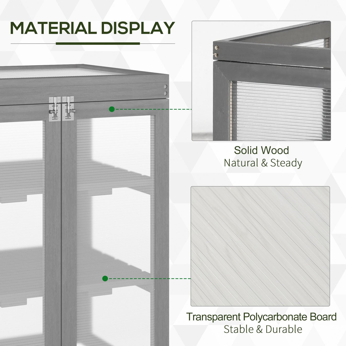 3-tier Wood Greenhouse Garden Polycarbonate Cold Frame Grow House