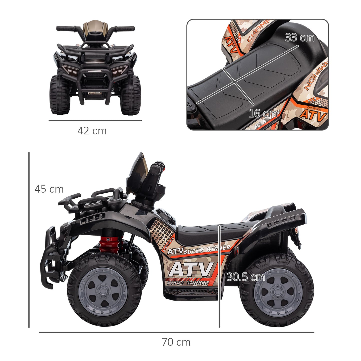Kids Ride-on Four Wheeler ATV Car with Real Working Headlights