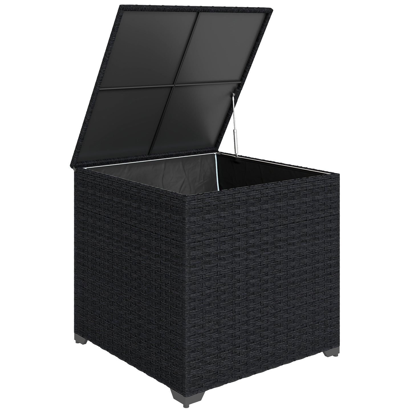 253L Garden Storage Box, Rattan Deck Box with Zipped Liner