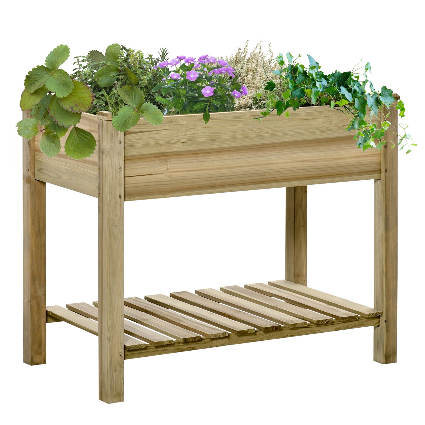 Garden Wooden Planters， Raised Garden Bed with Legs