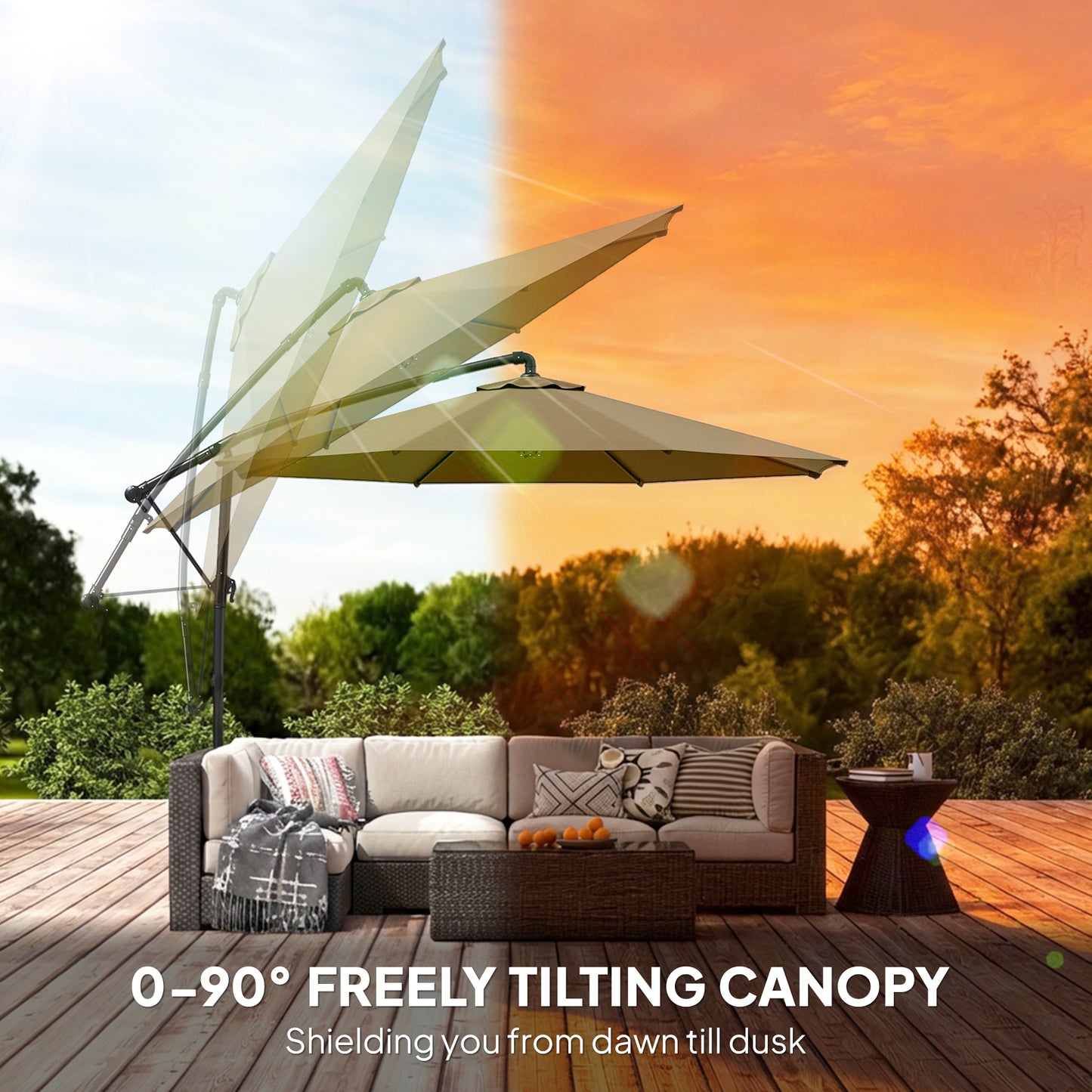 3 m Garden Cantilever Parasol with Cover