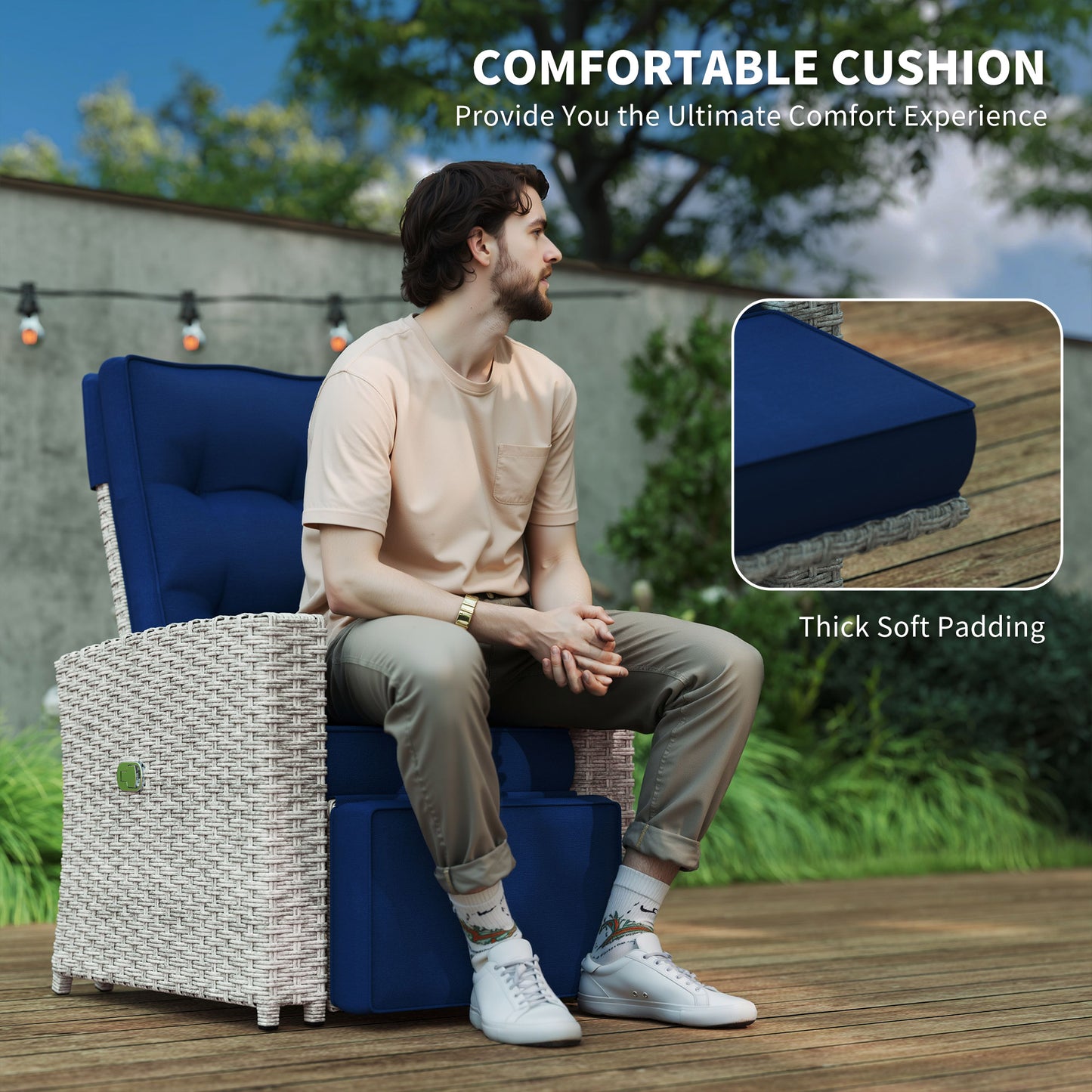 4 Piece Rattan Garden Furniture Set Outdoor Sofa Sectional Set