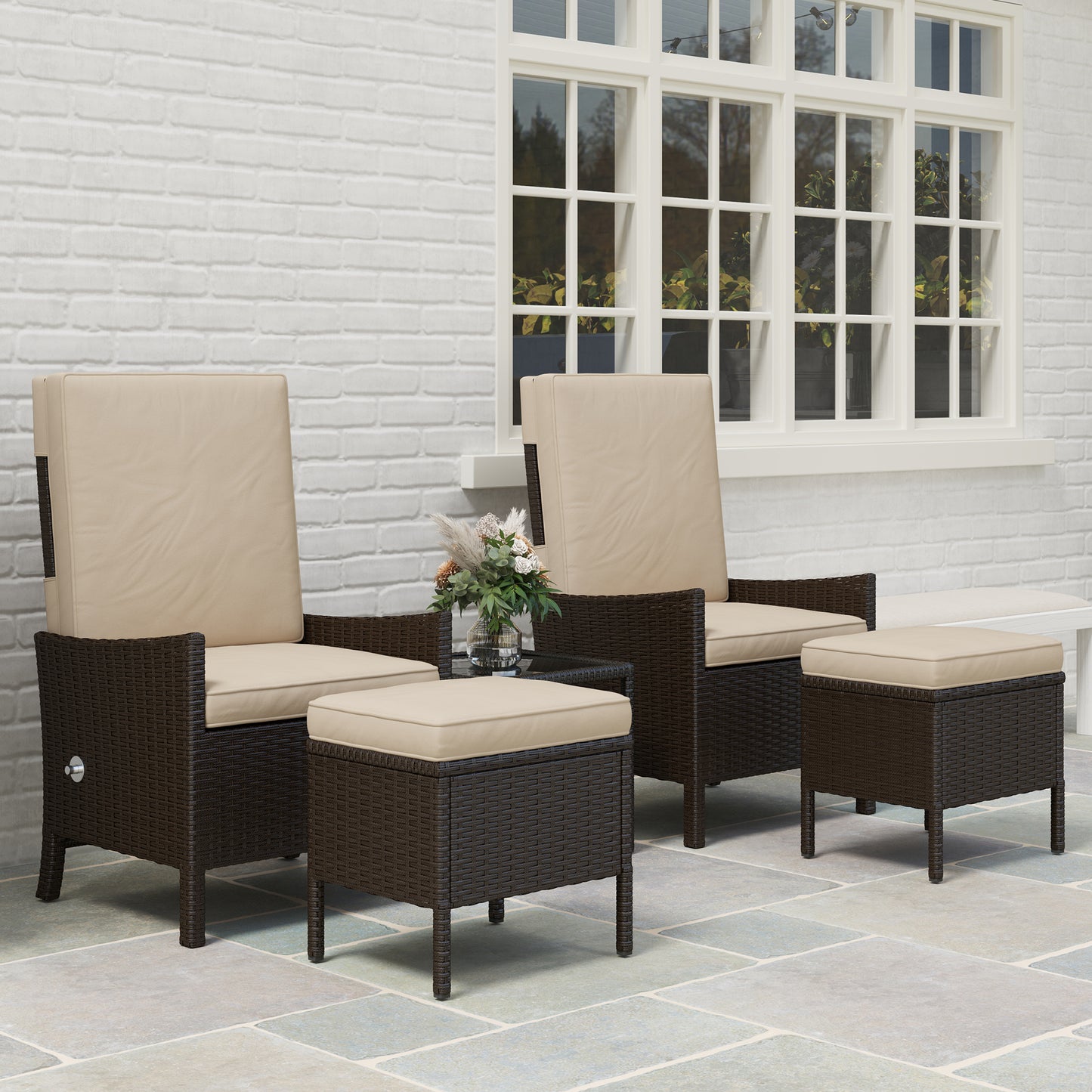 5 Piece Rattan Garden Furniture Set