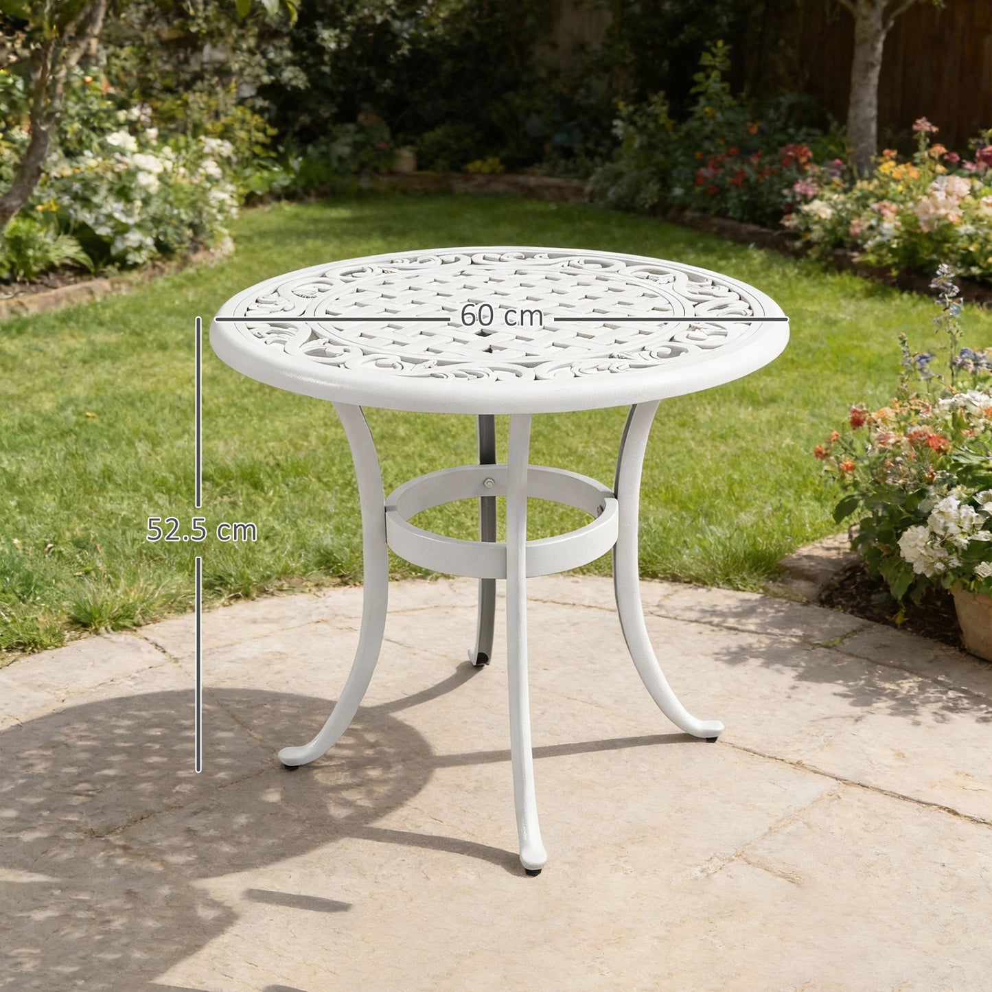 60 cm Round Garden Table, Cast Aluminium Outdoor Patio Table