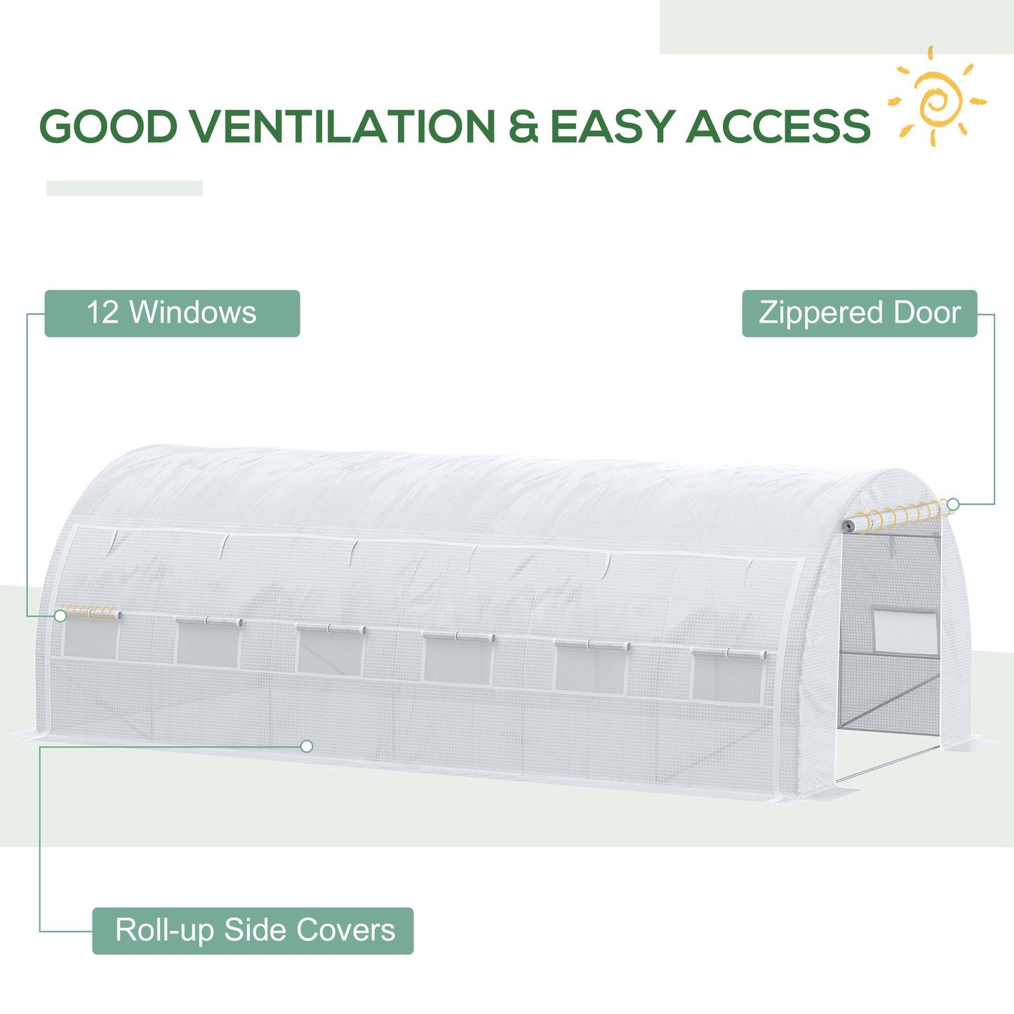 6 x 3 x 2 m Polytunnel Greenhouse with Roll-up Side Walls