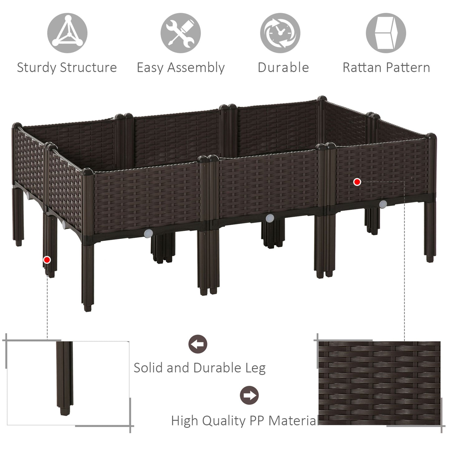 26L Garden Raised Bed Elevated Patio Flower Plant Planter Box PP