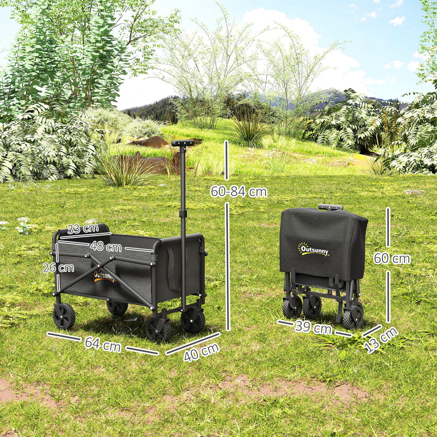 41L Festival Trolley on Wheels, Compact Garden Folding Trolley Cart
