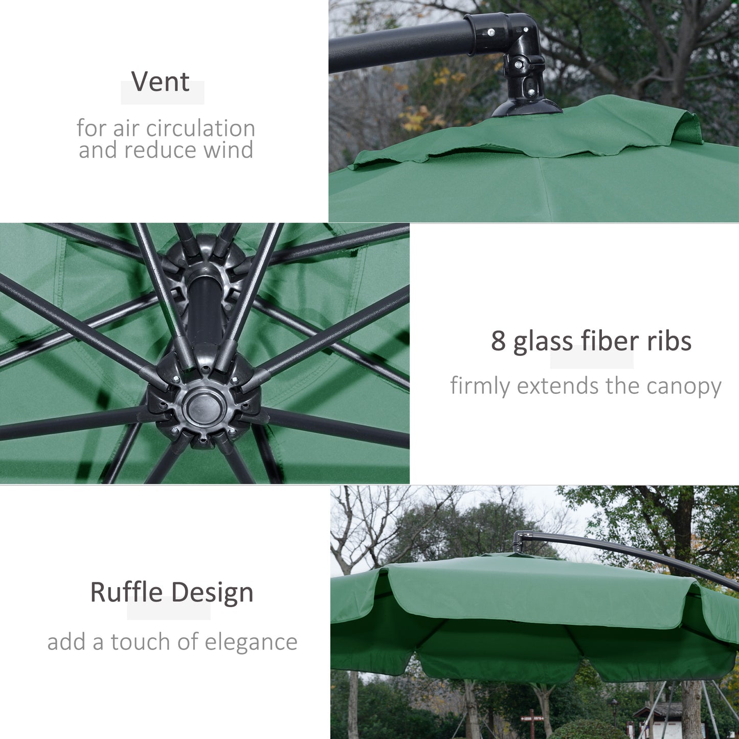 2.7m Garden Parasol Cantilever Umbrella with Crank Handle