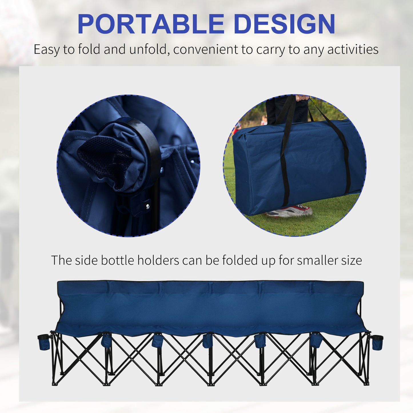 6 Seater Folding Camping Chair with Cup Holder & Carry Bag