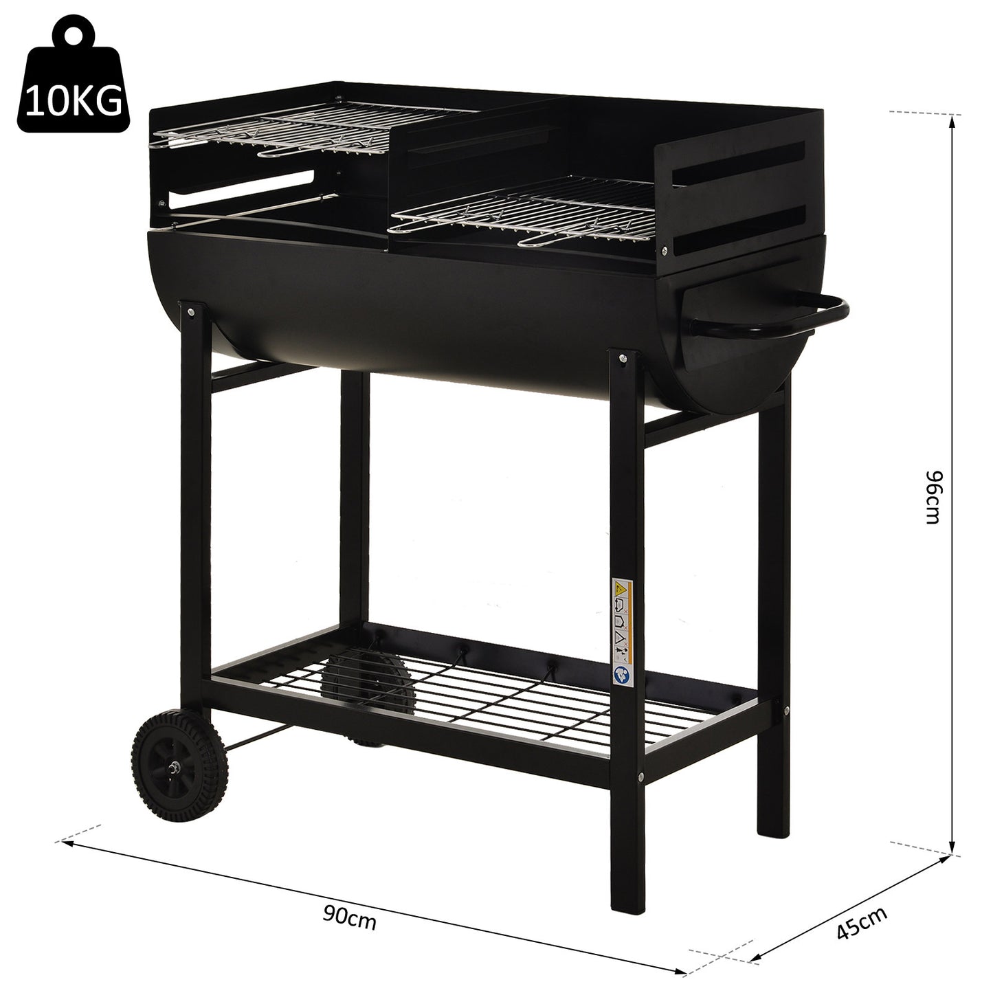 Steel 2-Grill Charcoal BBQ w/ Wheels