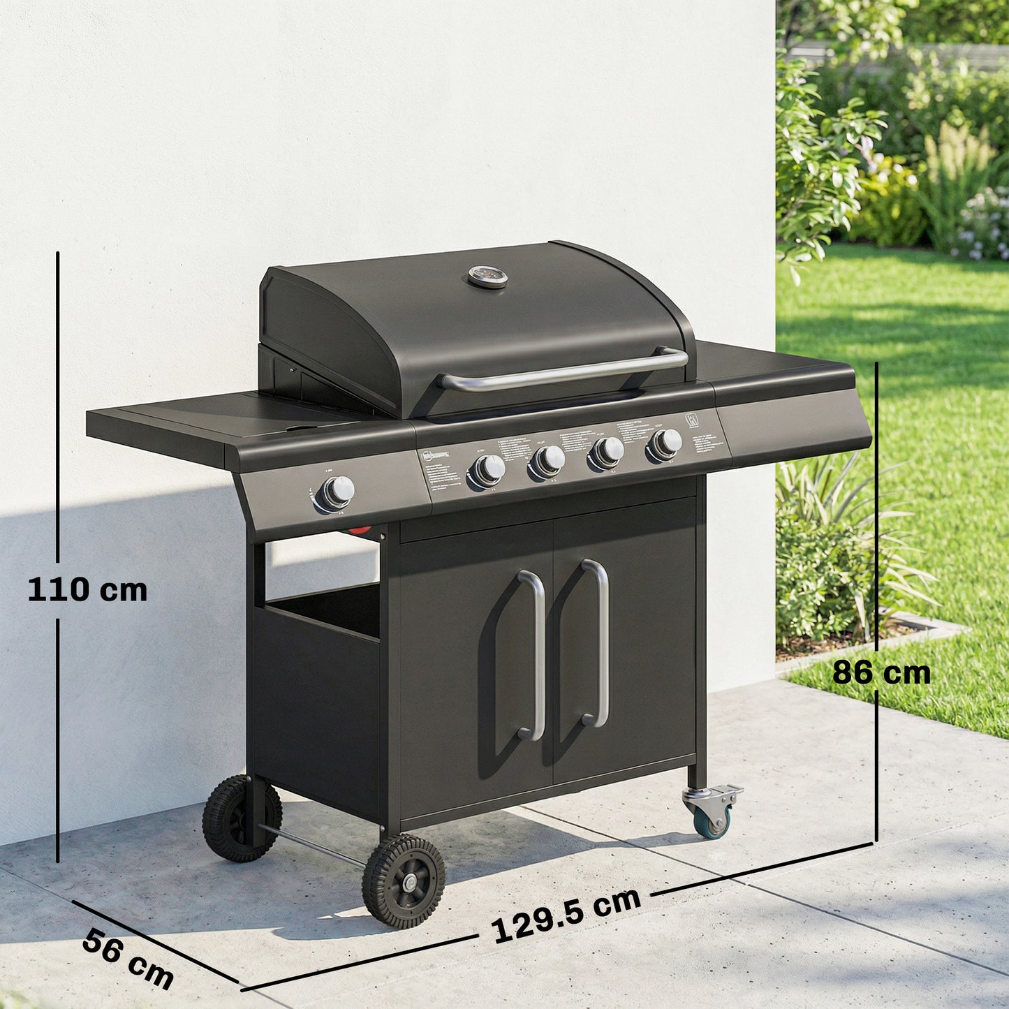 4+1 Burner Gas BBQ Grill with Storage Cabinet