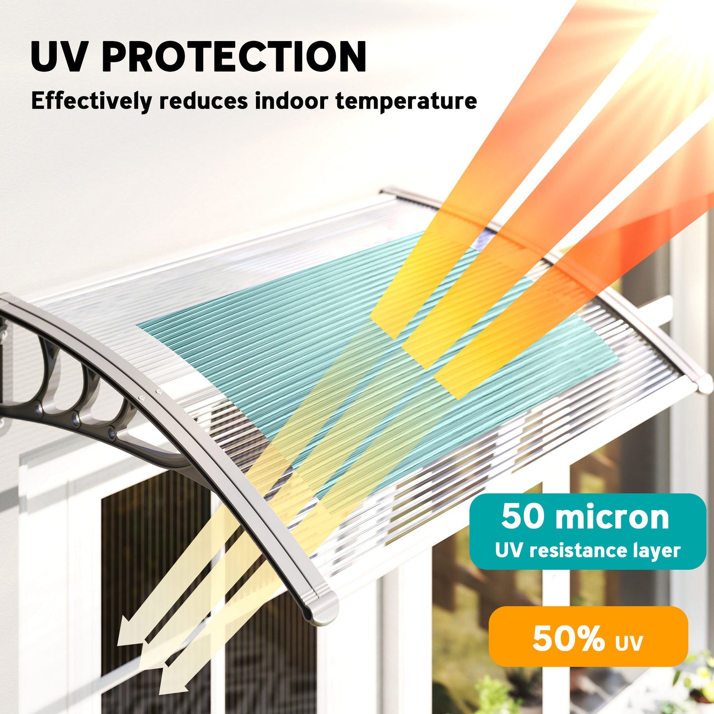 Front Door Canopy Outdoor Awning Aluminium Rigid Plastic (2)