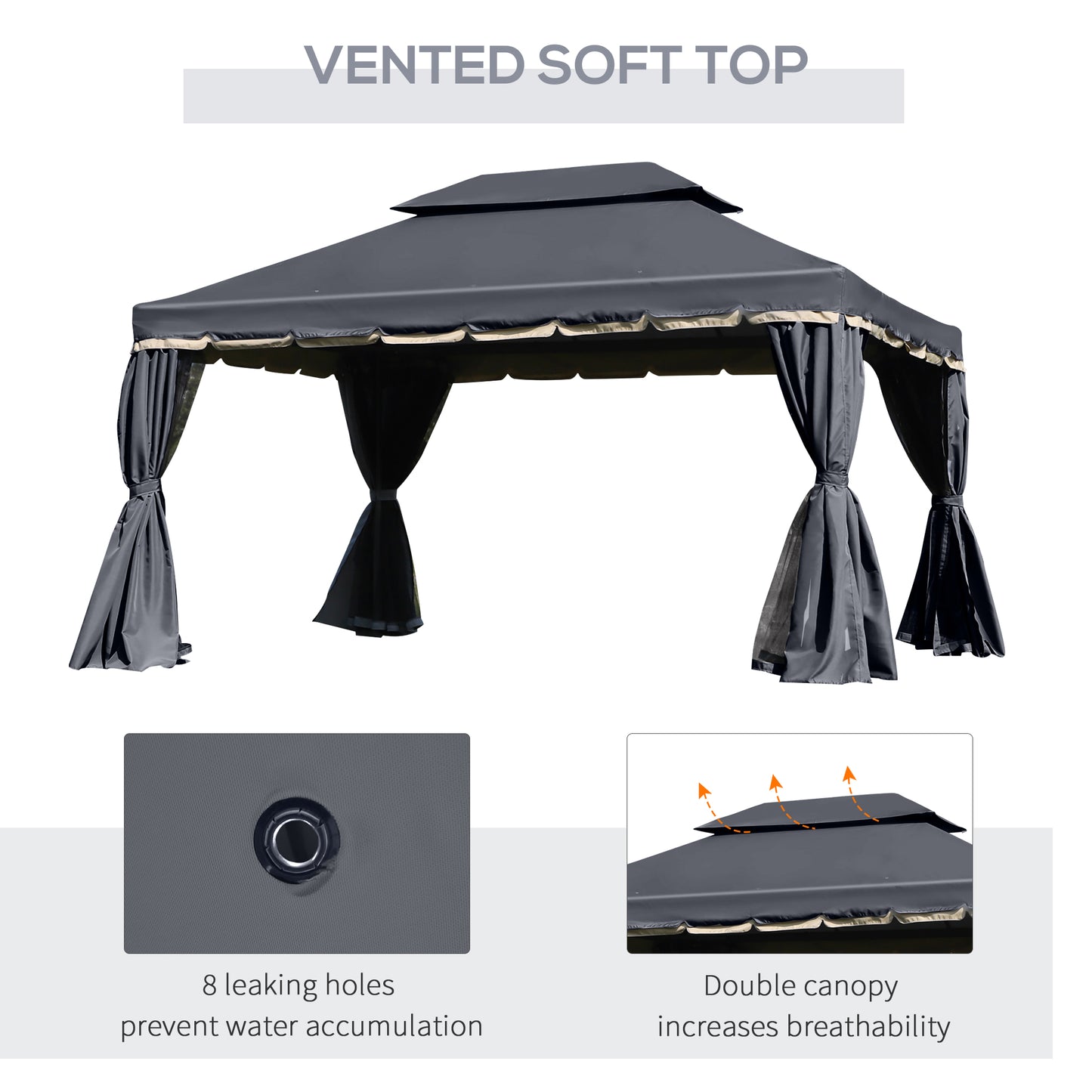 3 x 4m Aluminium Garden Gazebo