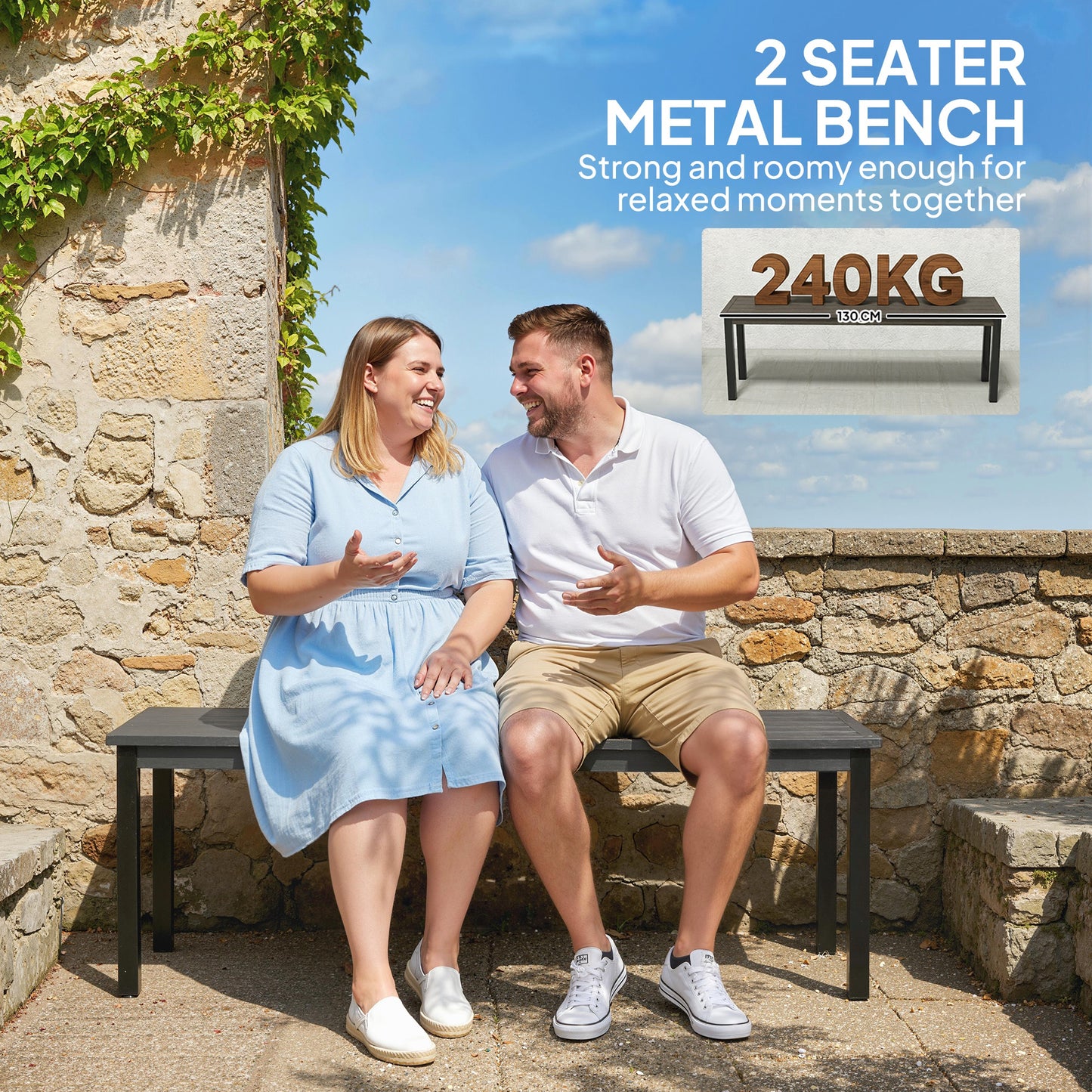 2 Seater Garden Bench, Outdoor Bench Loveseat
